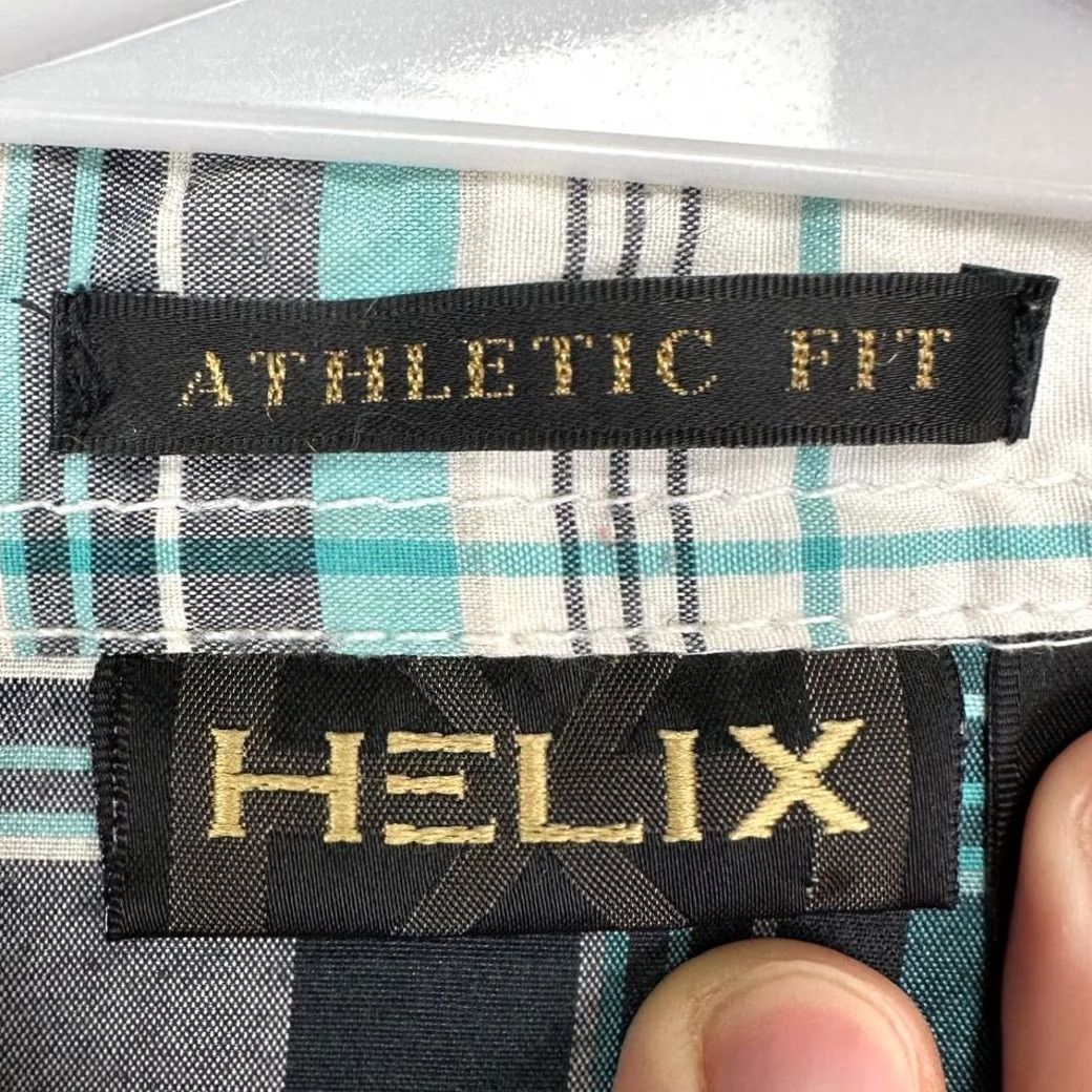 Vintage Helix Shirt Mens XL Blue White Plaid Athletic Fit Button Up Pocket Size US XL / EU 56 / 4 - 4 Thumbnail