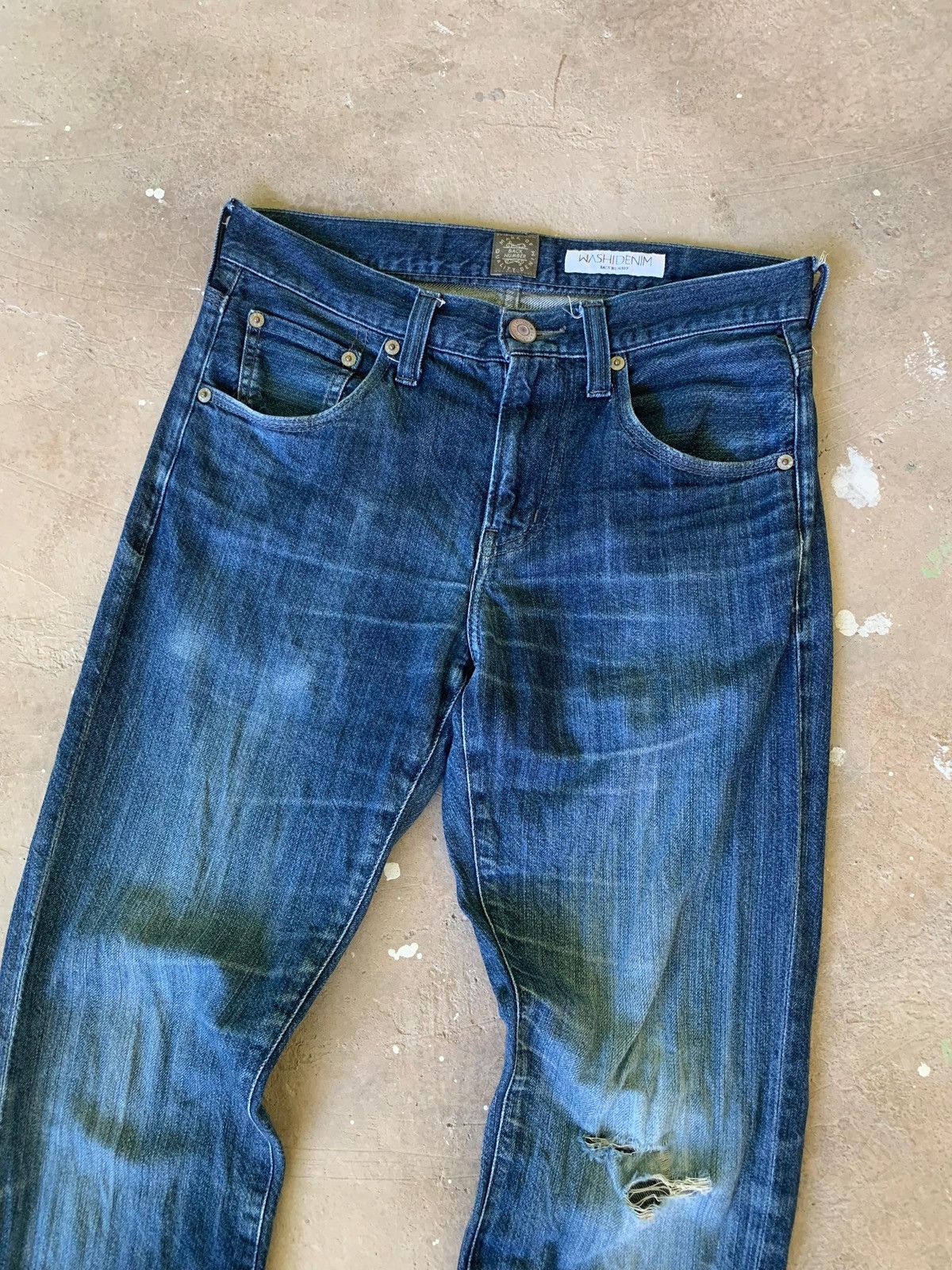 Japanese Brand Back Number Washi Denim Distressed Jeans Size US 29 - 2 Thumbnail