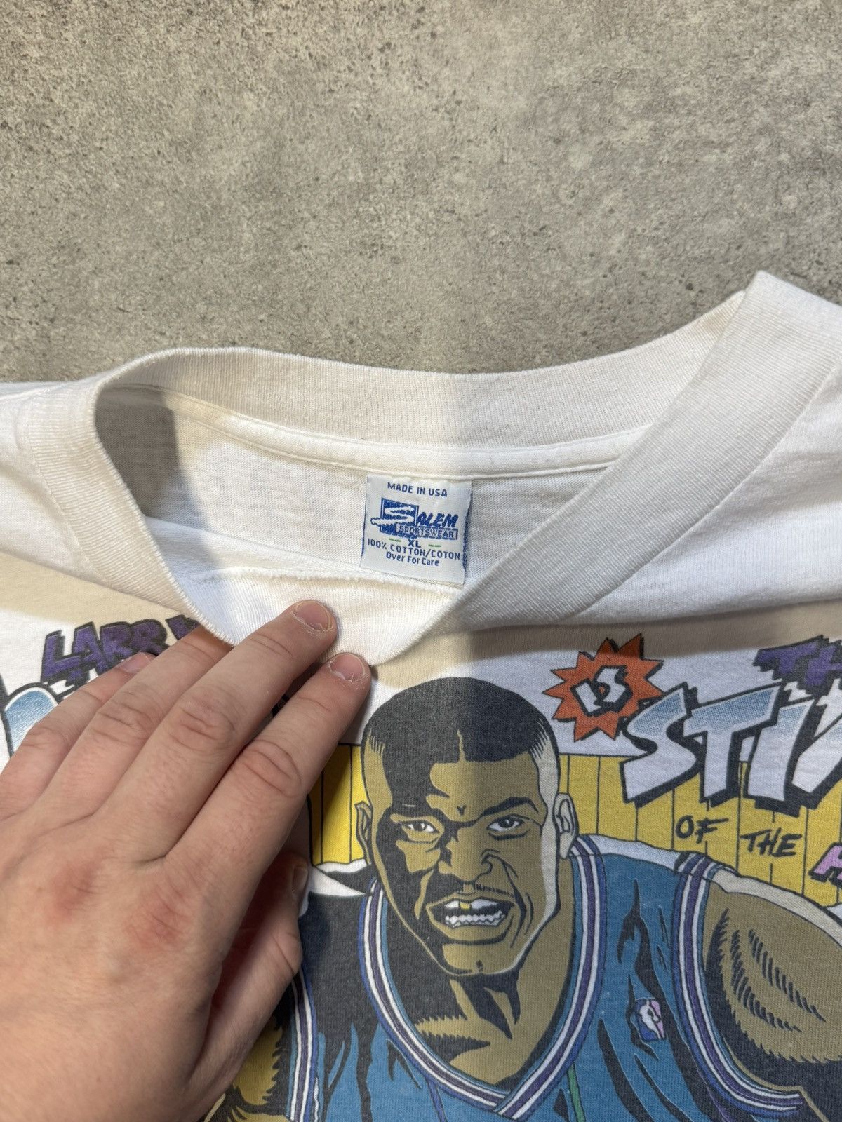 Salem Sportswear Vintage Larry Johnson X Charlotte Hornets Single Stitch Size US XL / EU 56 / 4 - 4 Thumbnail
