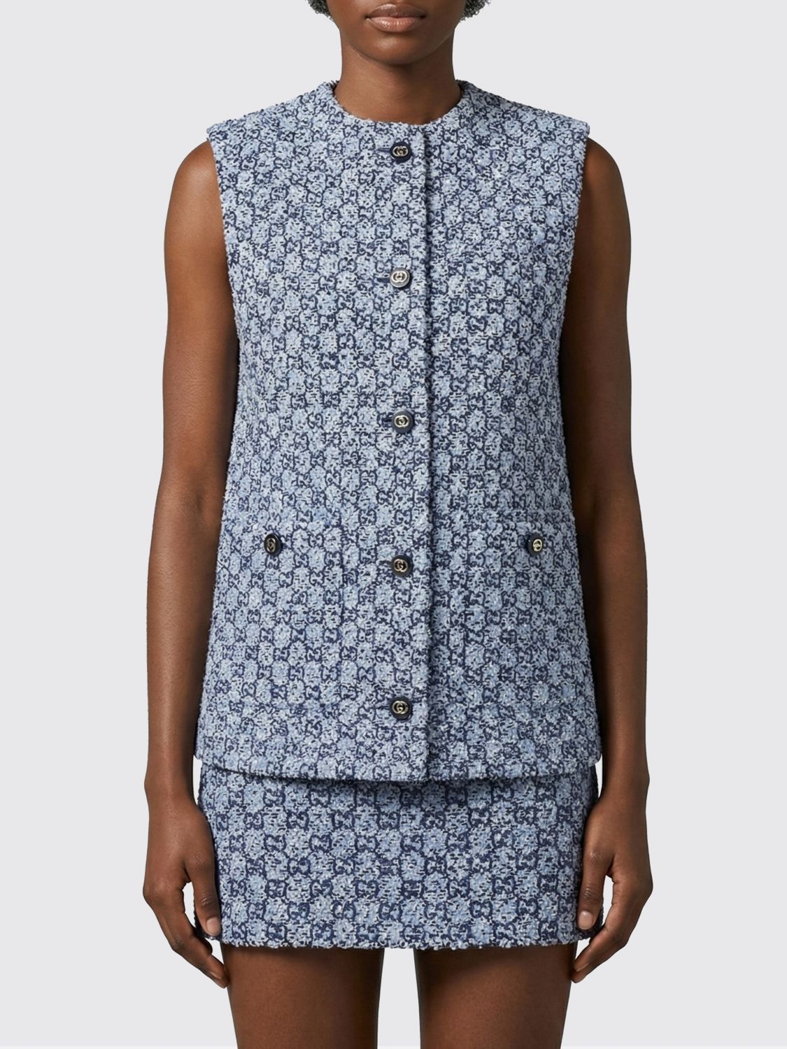 Gucci Gucci Waistcoat Woman Gnawed Blue Size M / US 6-8 / IT 42-44 - 1 Thumbnail