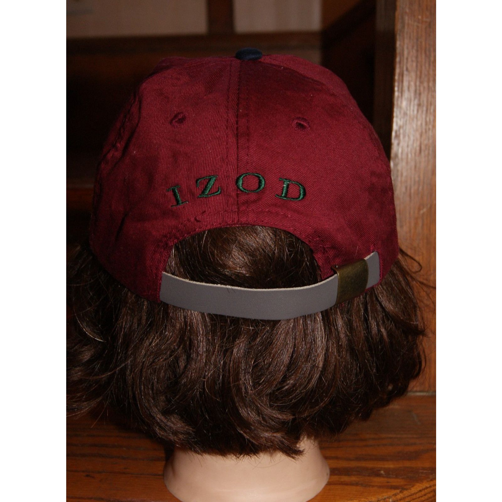 Izod VTG Izod Maroon Golf Clubs Logo Cap Hat Leather Strapback Size ONE SIZE - 3 Thumbnail