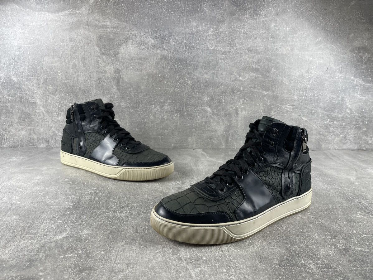 Lanvin Lanvin High Top Sneakers Black Leather Croc Embossed Size 7 Size US 7 / EU 40 - 4 Thumbnail