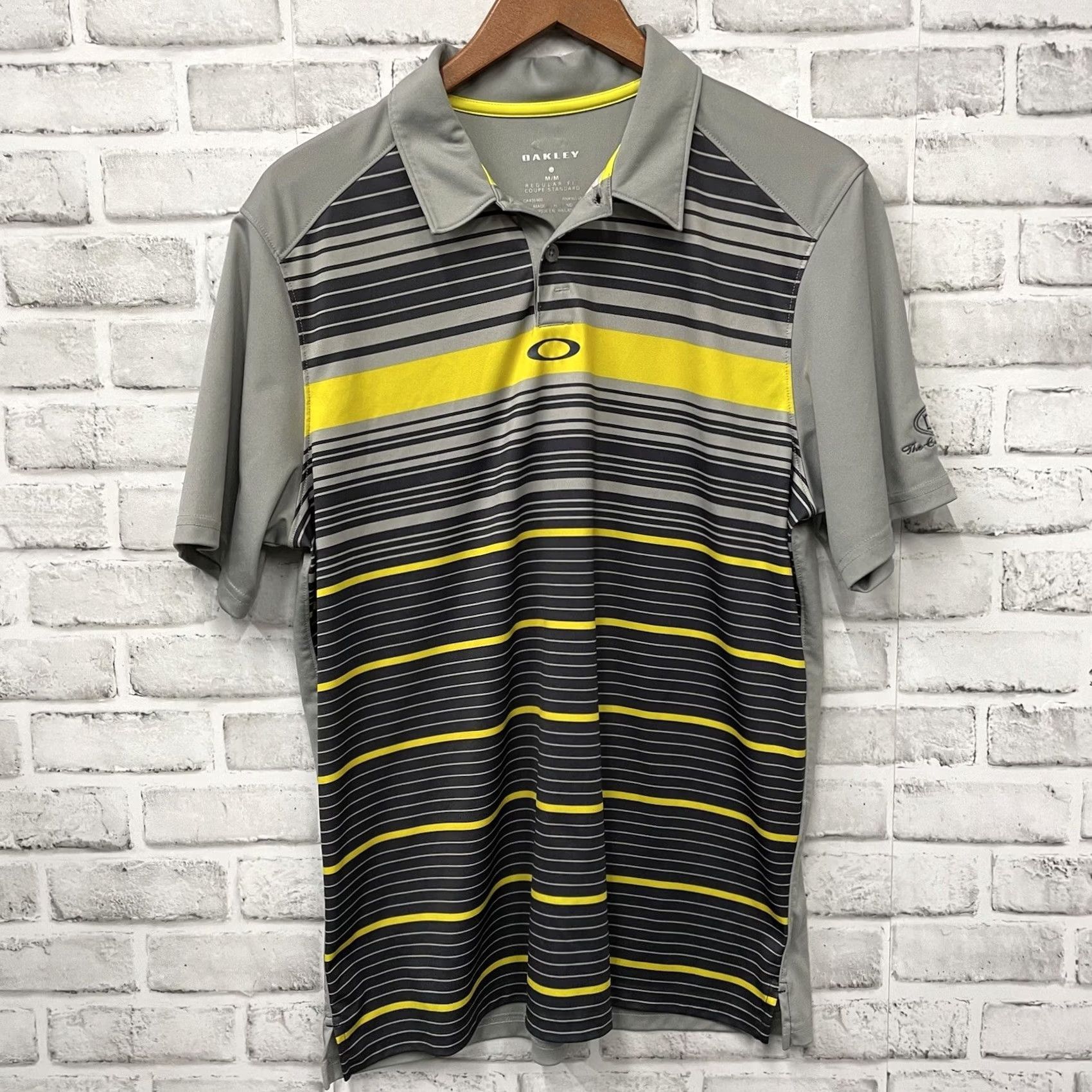 Oakley VINTAGE Oakley Country Club Polo Shirt Mens M Gray Striped Athletic Stretchy Shirt Size US M / EU 48-50 / 2 - 2 Thumbnail