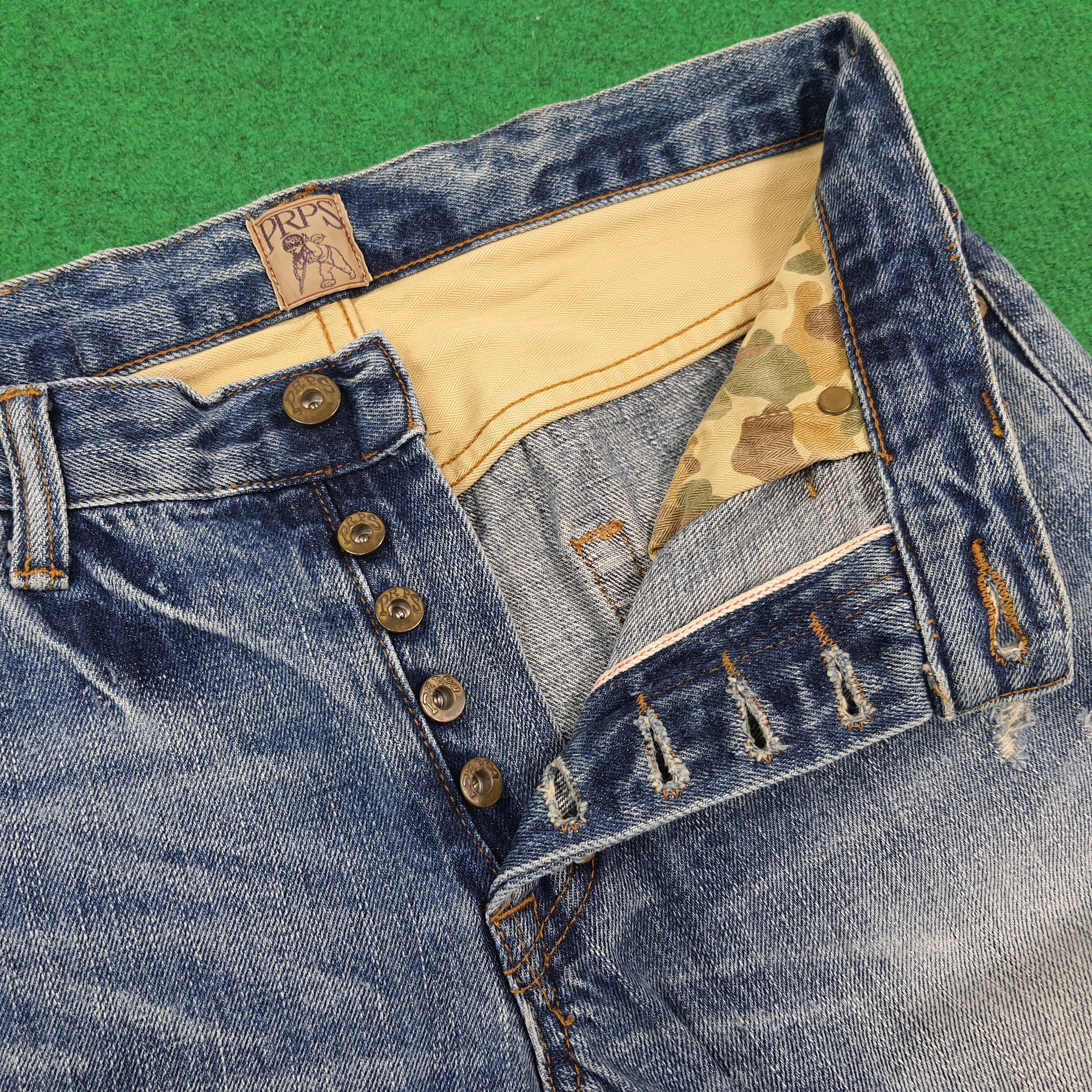 Prps Vintage PRPS Selvedge Camo Pocket Distressed Jeans C297N16 Size US 31 - 7 Thumbnail