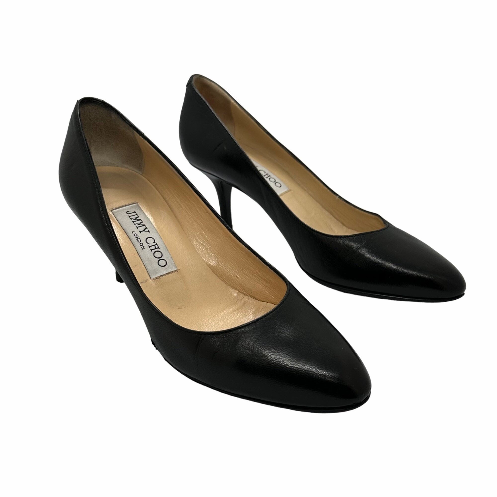 Jimmy Choo ⭐ Jimmy Choo Women's Pumps Sz 7 37 Black Leather Almond Toe Size US 7 / IT 37 - 2 Thumbnail