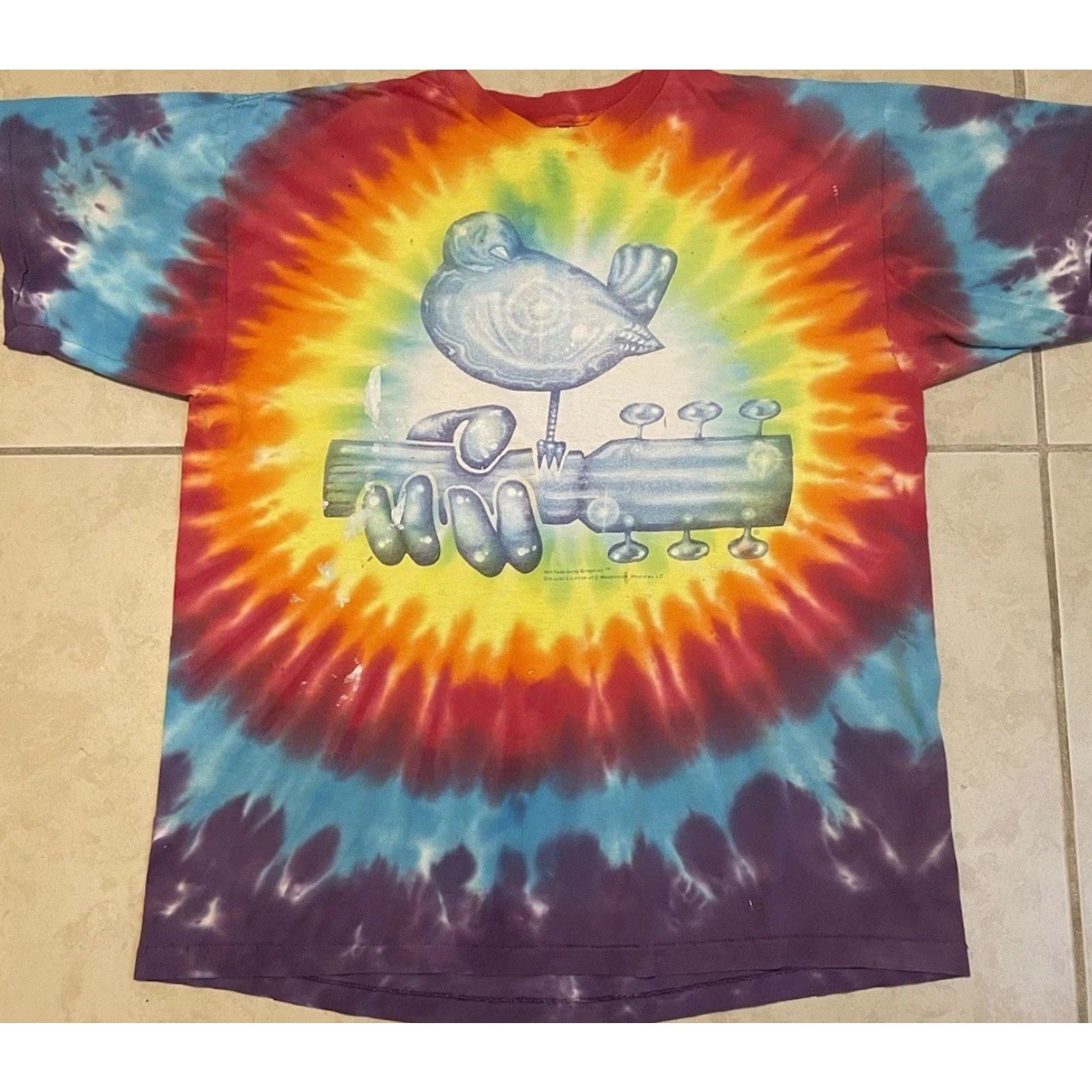 Vintage VINTAGE Woodstock 94 Faded Distress Tie Dye Shirt M Concert Hippie Grunge 90s Mens T-Shirt Blue Size US M / EU 48-50 / 2 - 2 Thumbnail