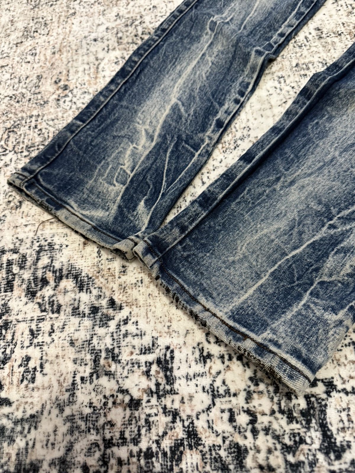 If Six Was Nine Diesel Black Gold Double Waist Whiskers Stack Flared Jeans Size US 29 - 8 Thumbnail