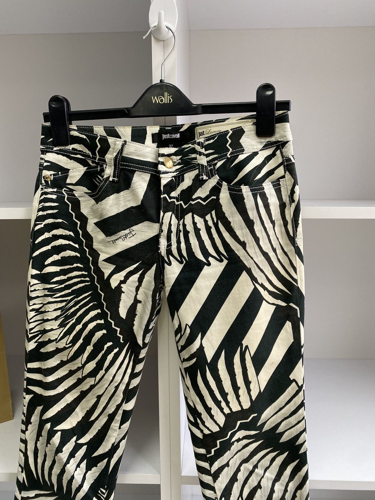 Just Cavalli × Vintage Vintage Just Cavalli Black/White Printed women’s pants Size 27" / US 4 / IT 40 - 9 Thumbnail