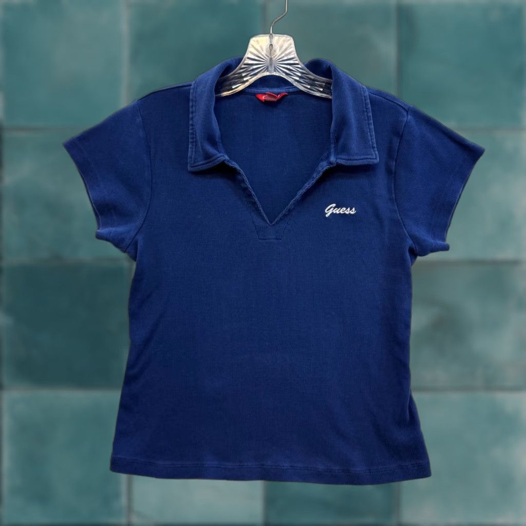 Guess VINTAGE Guess Polo Shirt Top XL Navy Blue Logo Embroidered Preppy Y2K Blue Mens XL Size XL / US 12-14 / IT 48-50 - 1 Thumbnail