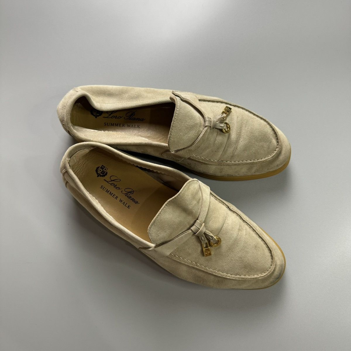 image of Loro Piana Summer Walk Slip Ons Shoes in Beige, Women's (Size 8)