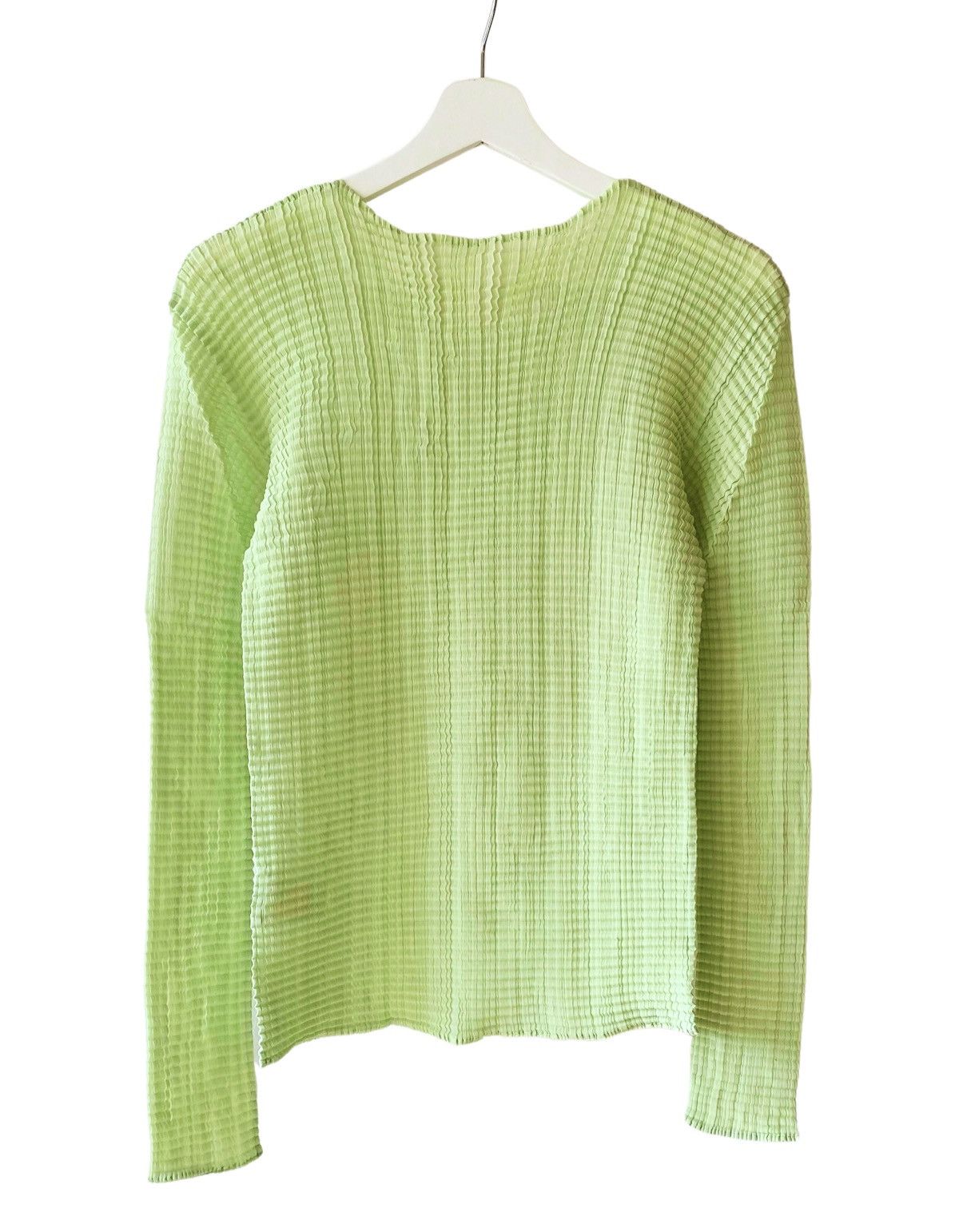 Issey Miyake Issey Miyake Light Green Pleated Top Size ONE SIZE - 2 Thumbnail