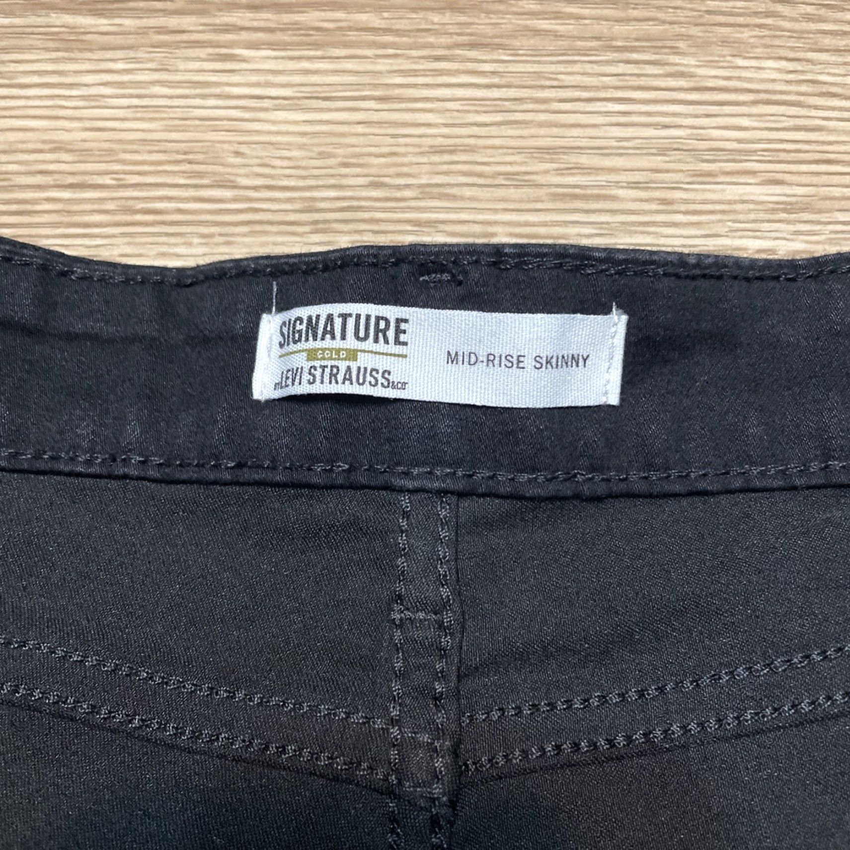 Vintage Levi Strauss Signature Gold Women's Black Stretch Mid Rise Skinny Pants 16M Size 38" / US 16 / IT 52 - 2 Thumbnail