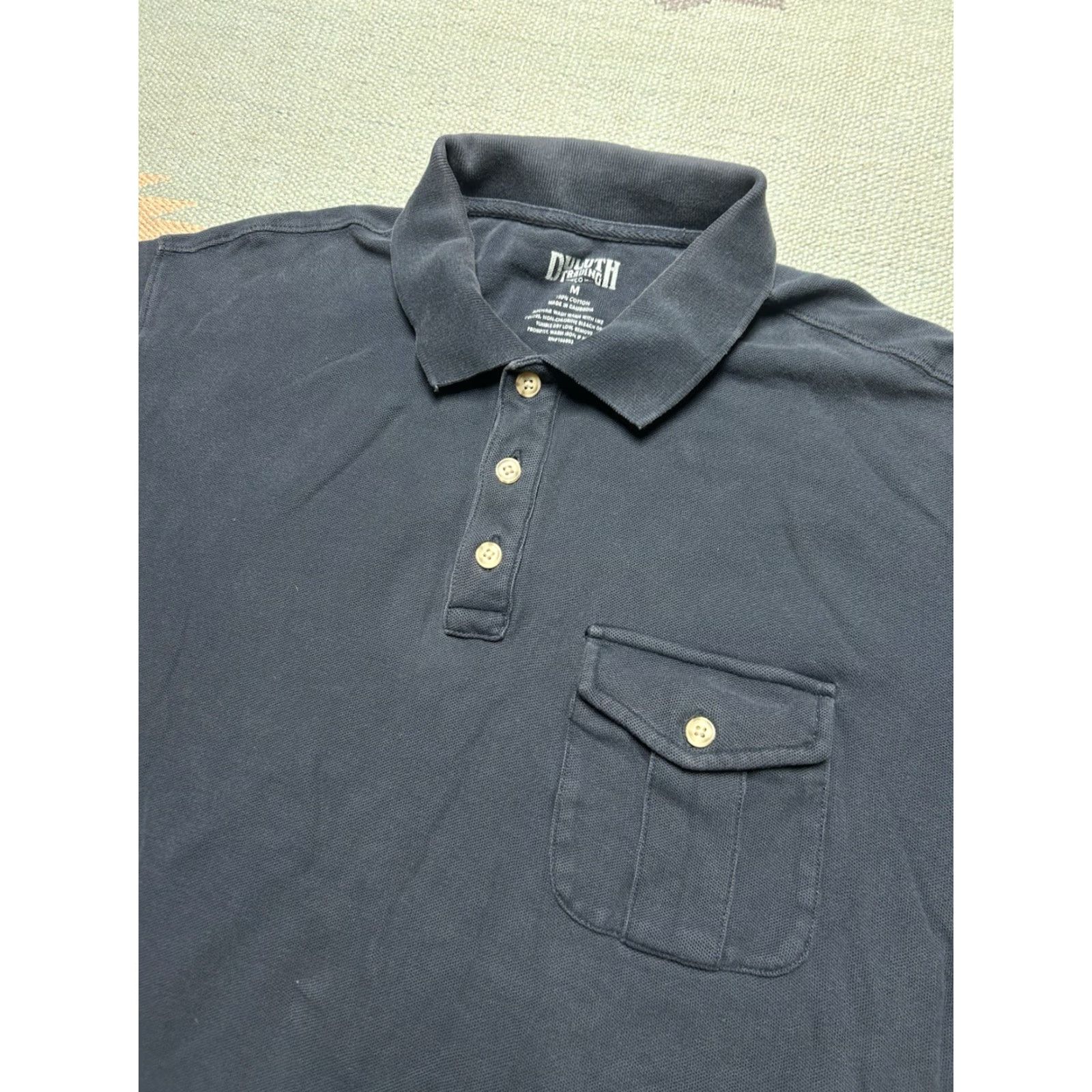 CO Duluth Trading Co Polo Shirt Long Sleeve Cotton Heavy One Pocket Blue Medium Mens Shirt Size US M / EU 48-50 / 2 - 3 Thumbnail
