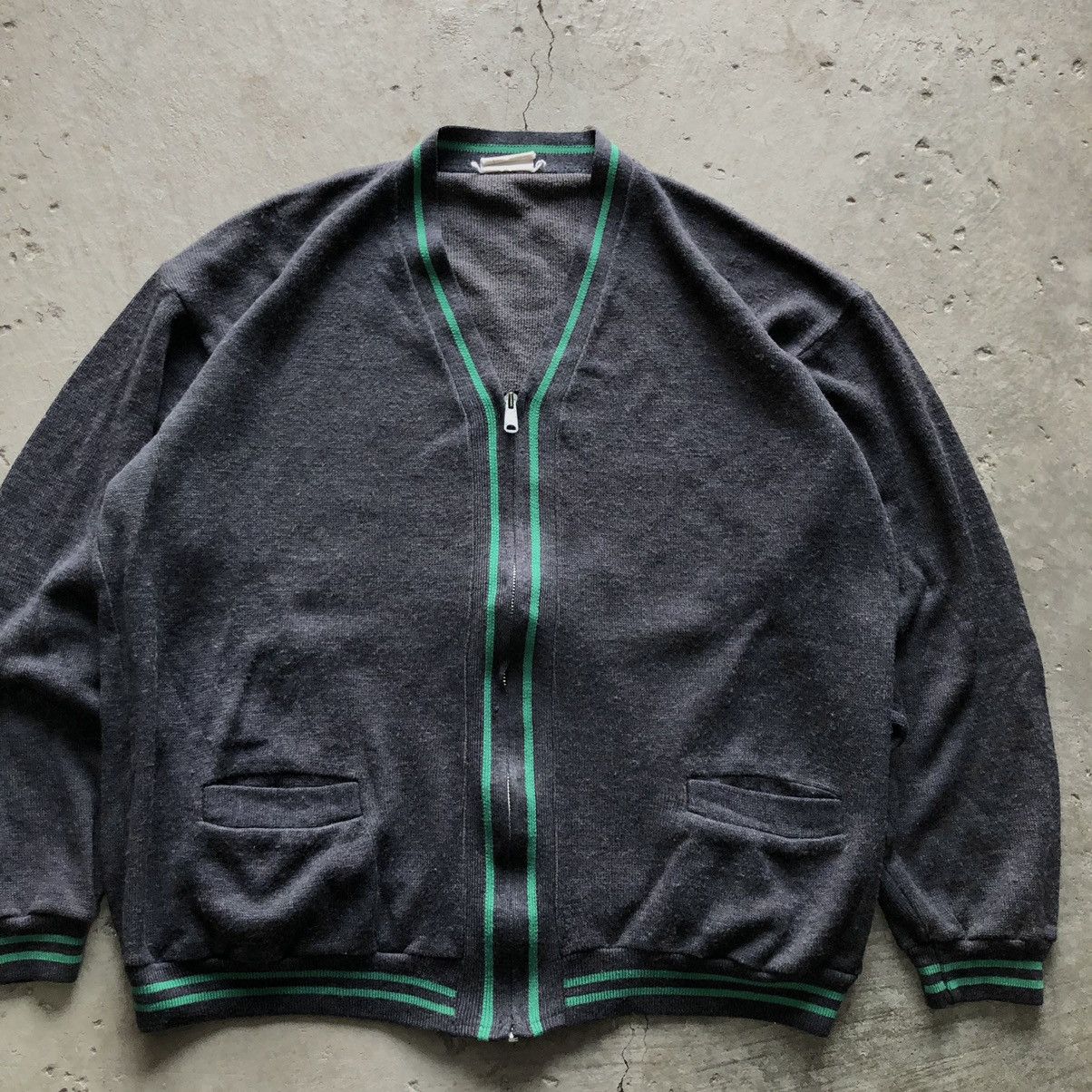 Vintage Vintage 80s Varsity Zip Cardigan Sweater Size US M / EU 48-50 / 2 - 2 Thumbnail