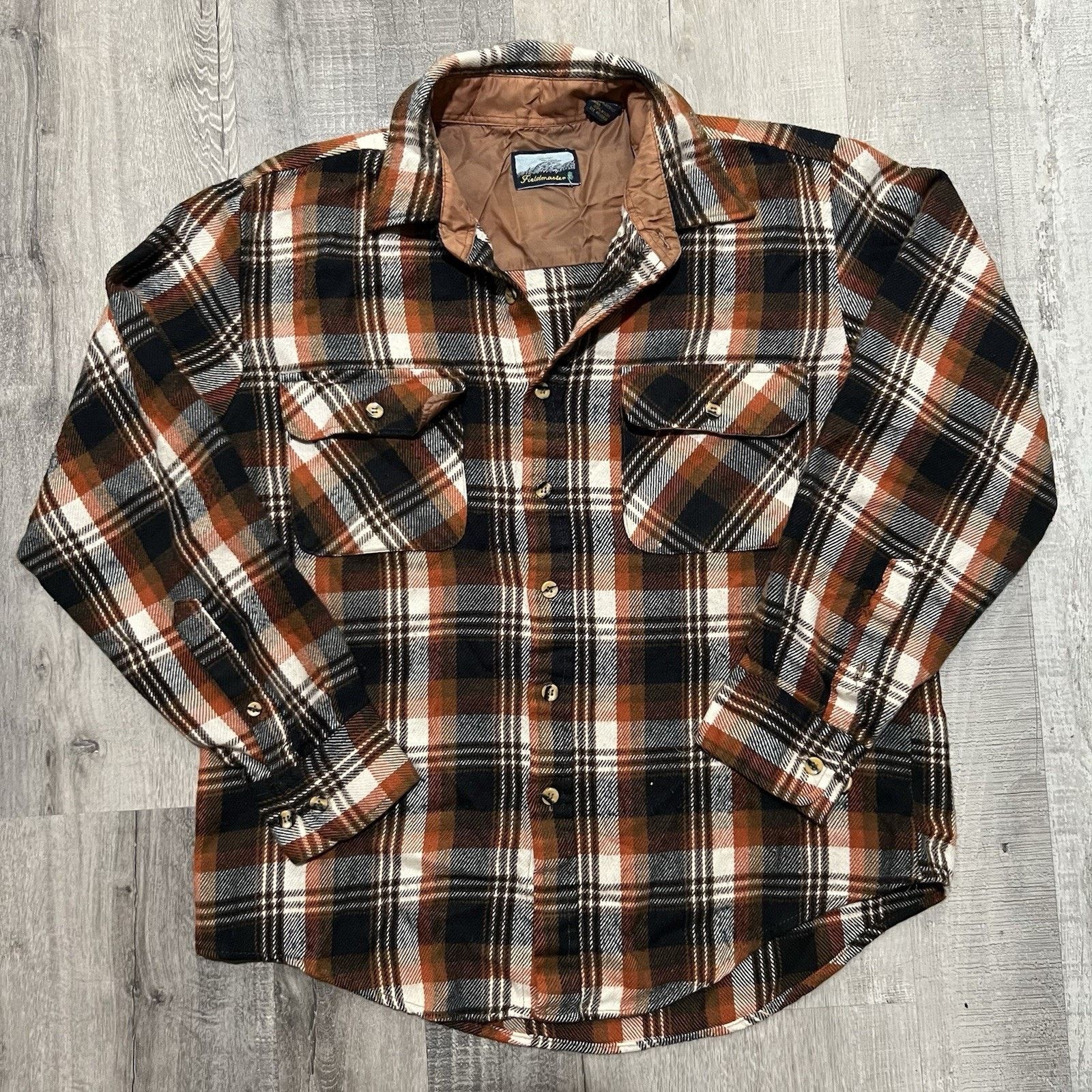 Fieldmaster VTG Fieldmaster Flannel Shirt 80s Plaid Acrylic Button Shirt Size US L / EU 52-54 / 3 - 1 Thumbnail