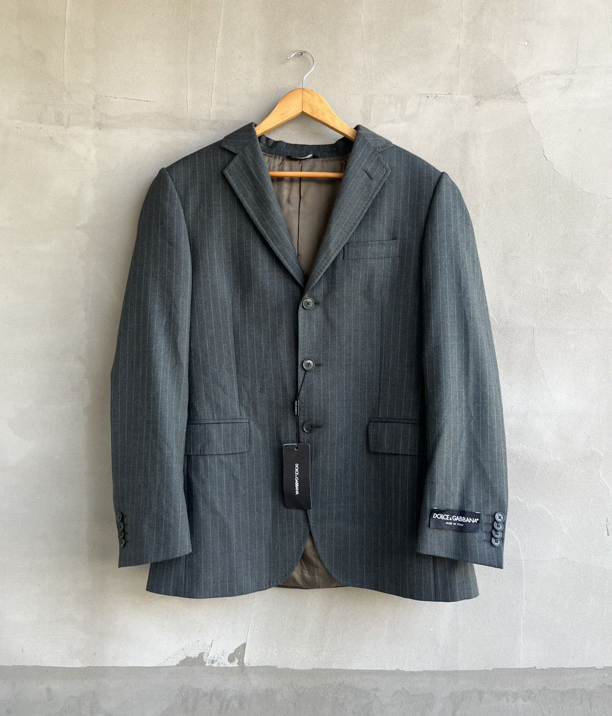 Dolce & Gabbana NWT Dolce & Gabbana Pinstripe Suit Blazer Wool Size 48 Size 48R - 1 Thumbnail