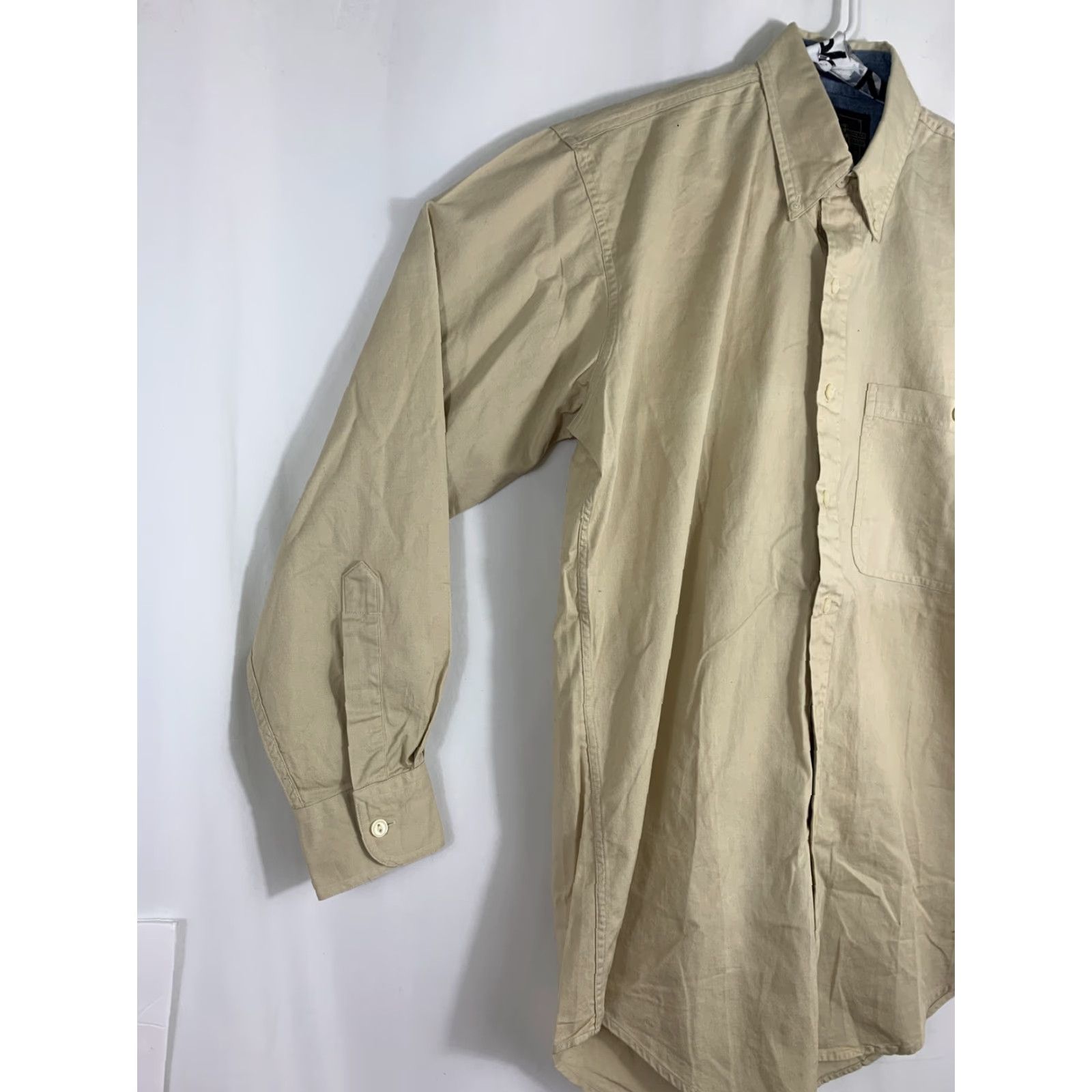Chaps VINTAGE Ralph Lauren Chaps Button-Up Shirt Mens 15 Khaki Cotton Boy Scout Beige Long Sleeve Size US M / EU 48-50 / 2 - 2 Thumbnail