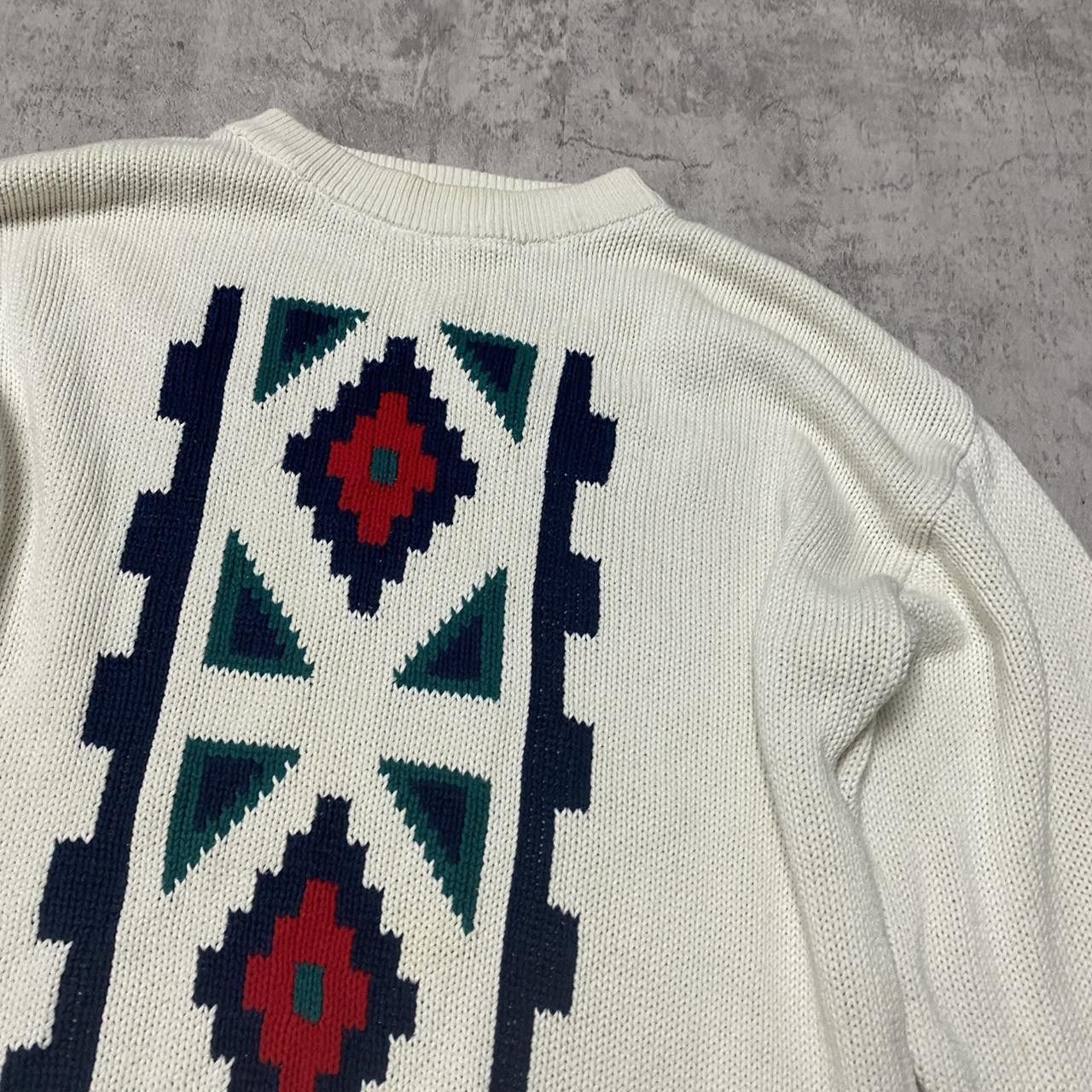 Other Cream and blue vintage 80s knit sweater knit Size US M / EU 48-50 / 2 - 4 Thumbnail