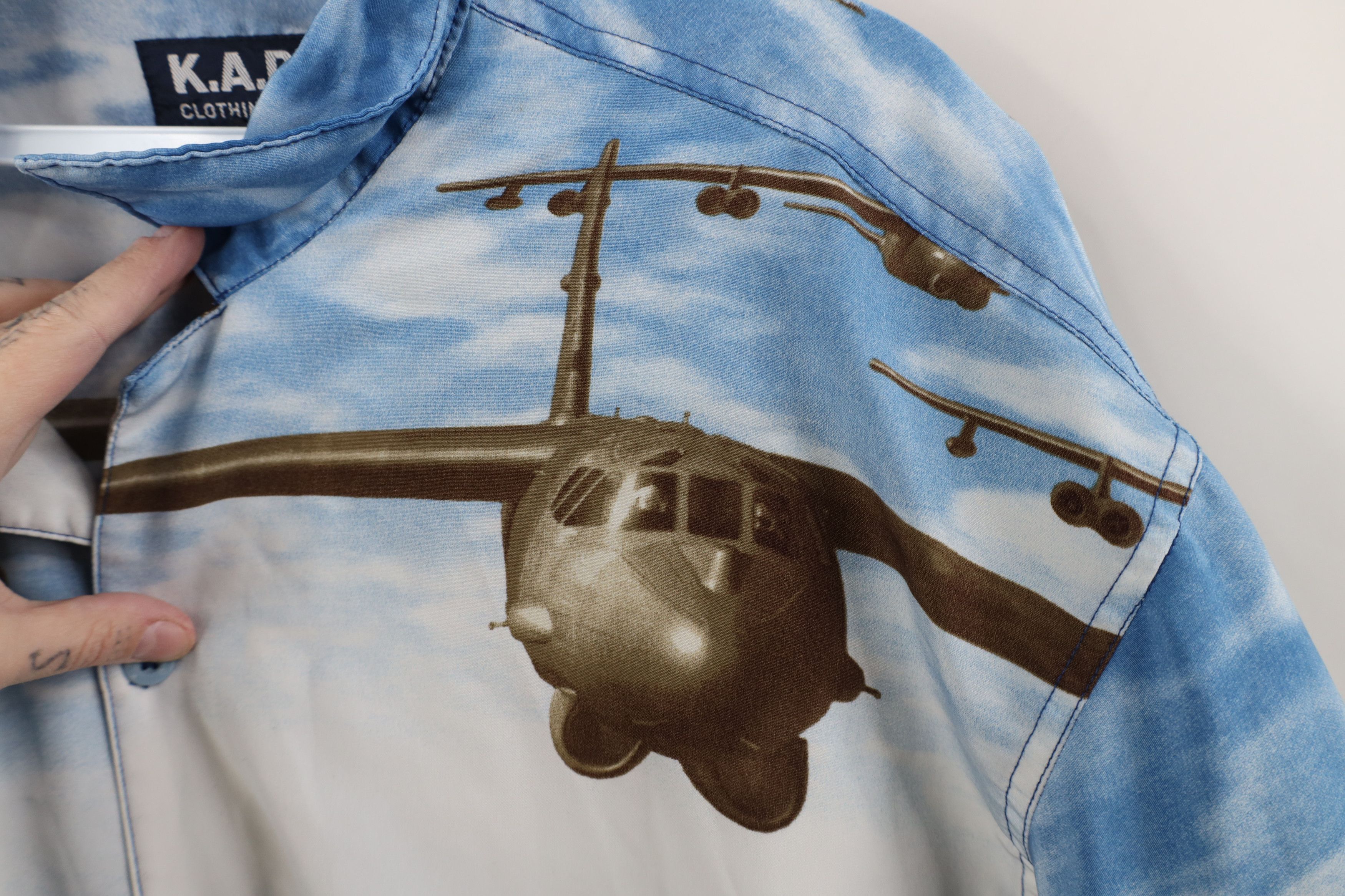 Vintage Vintage 90s Streetwear Airplane All Over Print Button Shirt Size US XL / EU 56 / 4 - 8 Thumbnail
