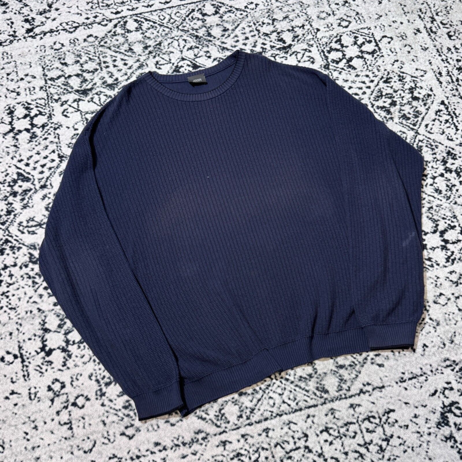 Joop! × Vintage Vintage Joop Unisex Navy Blue Cotton Sweater Size L Y2K 90s Size US L / EU 52-54 / 3 - 3 Thumbnail