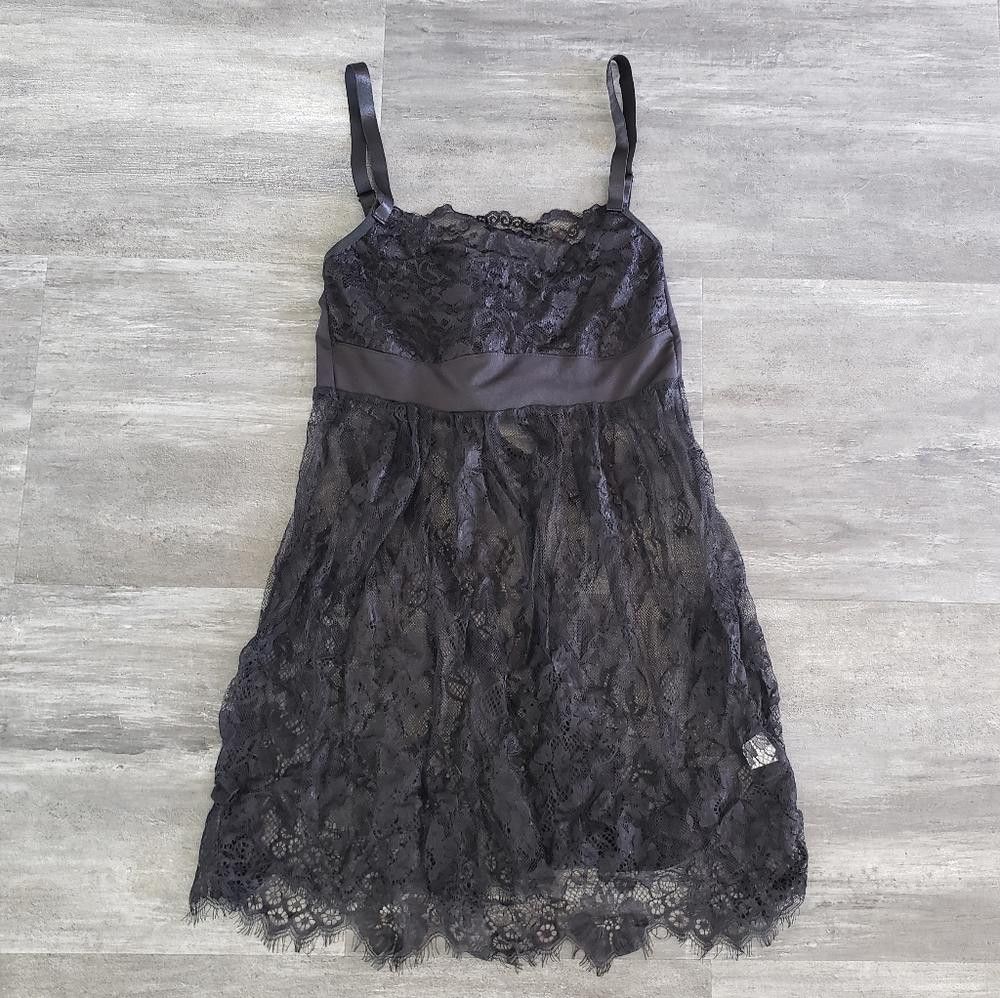 Designer Black Ribbon Detailed Lingerie Nightie w/Panty Size ONE SIZE - 1 Thumbnail