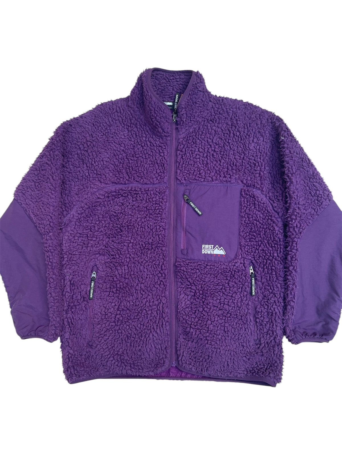 Japanese Brand × Vintage First Down Purple Sherpa Fleece Jacket - Japan Outdoor Style Size US L / EU 52-54 / 3 - 1 Thumbnail
