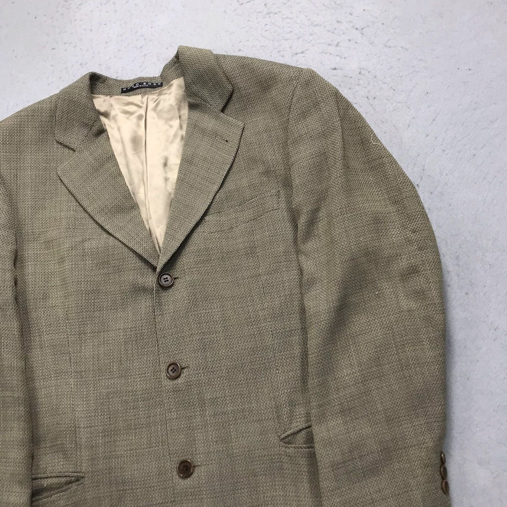 Loro Piana VINTAGE Loro Piana Sport Coat Mens 40R Tan Wool Blazer Geometric 2 Piece 3-Button Notch Lapel Woolmark Twister 110s Casual Wedding Formal Jacket Size 40R - 3 Thumbnail