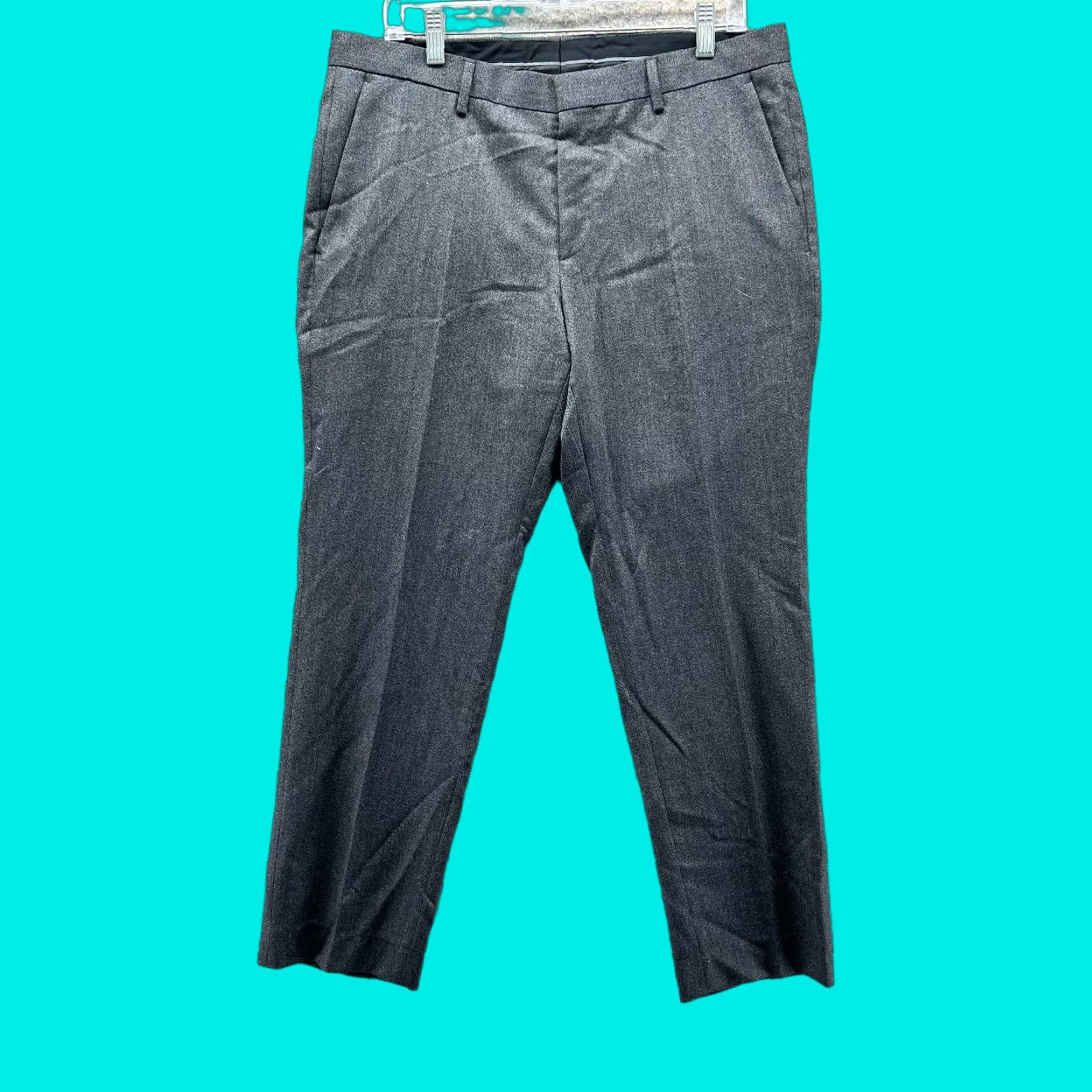 Hugo Boss Hugo Boss Pants Men 34R Grey Chino Pleated Dress Trousers Wool Viscose Straight Pocket Slashed Back Buttoned Size US 34 / EU 50 - 1 Thumbnail