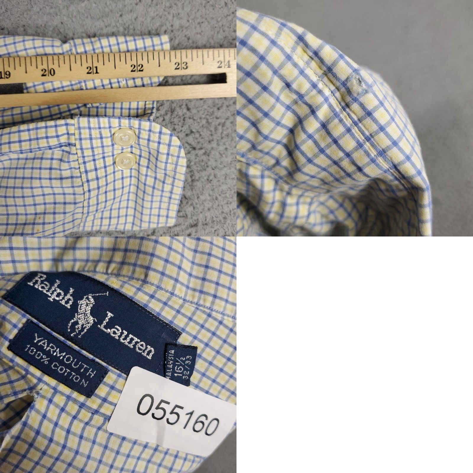 Ralph Lauren Ralph Lauren Shirt Mens Size 16.5 Dress Shirt Yellow Check Cotton Long Sleeve Button Up Pockets Mens Size 42R - 8 Thumbnail