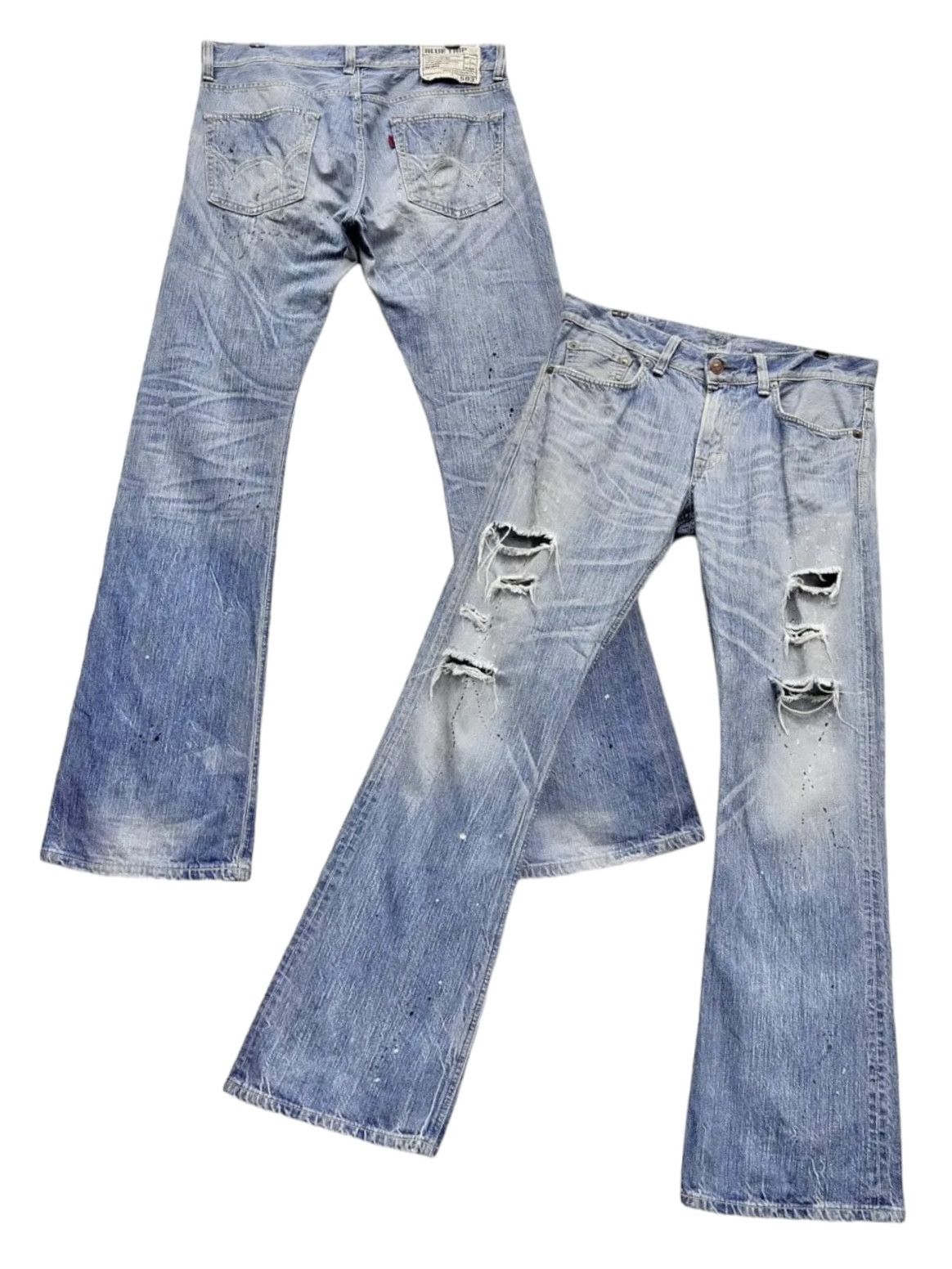 Edwin FYE RARE🔥EDWIN Thrashed Natural Ripped Light Wash FLARED🔥 Size US 34 / EU 50 - 1 Thumbnail