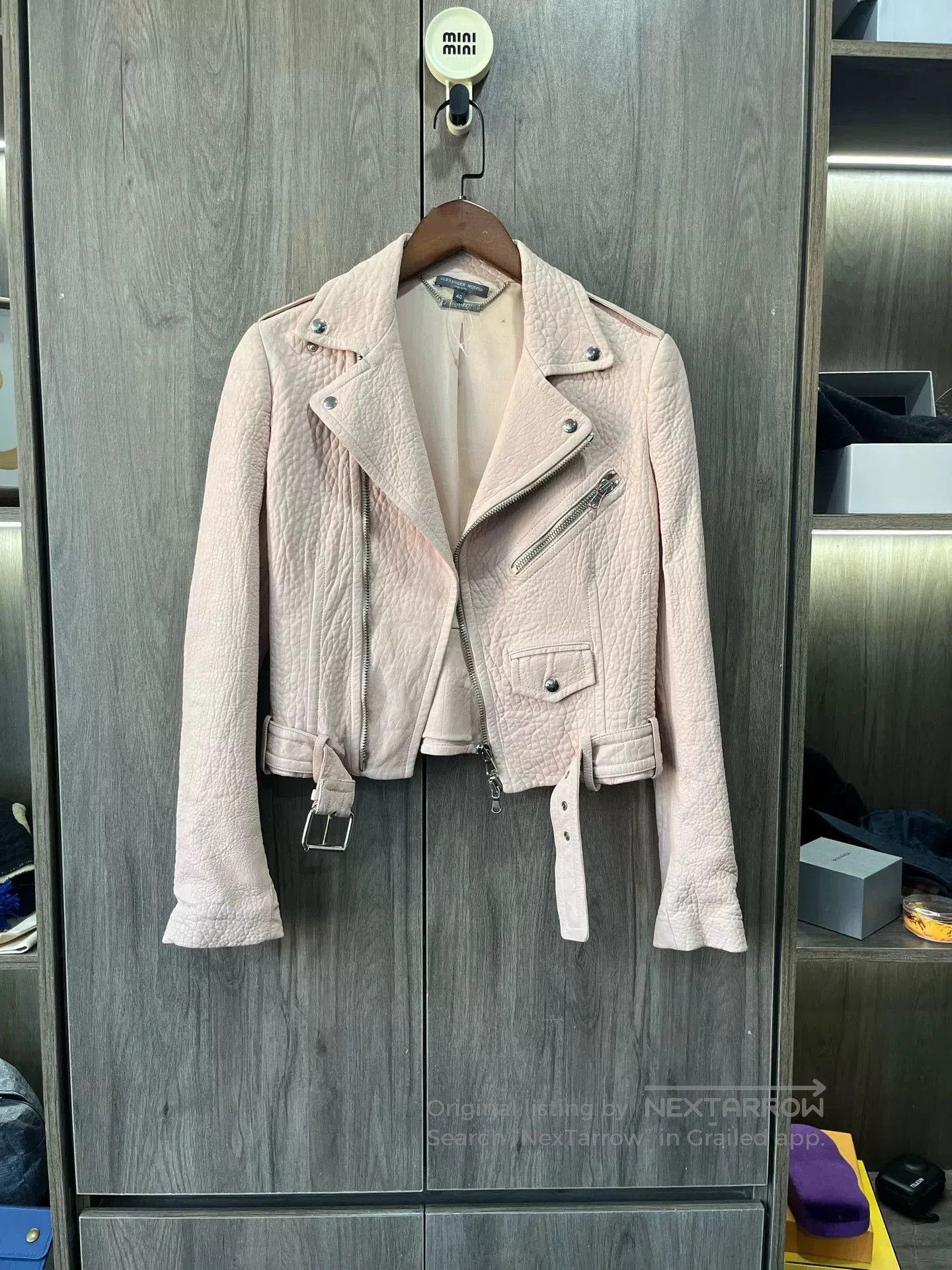 Alexander McQueen Alexander McQueen Pink Embossed Biker Jacket. Size S / US 4 / IT 40 - 1 Thumbnail