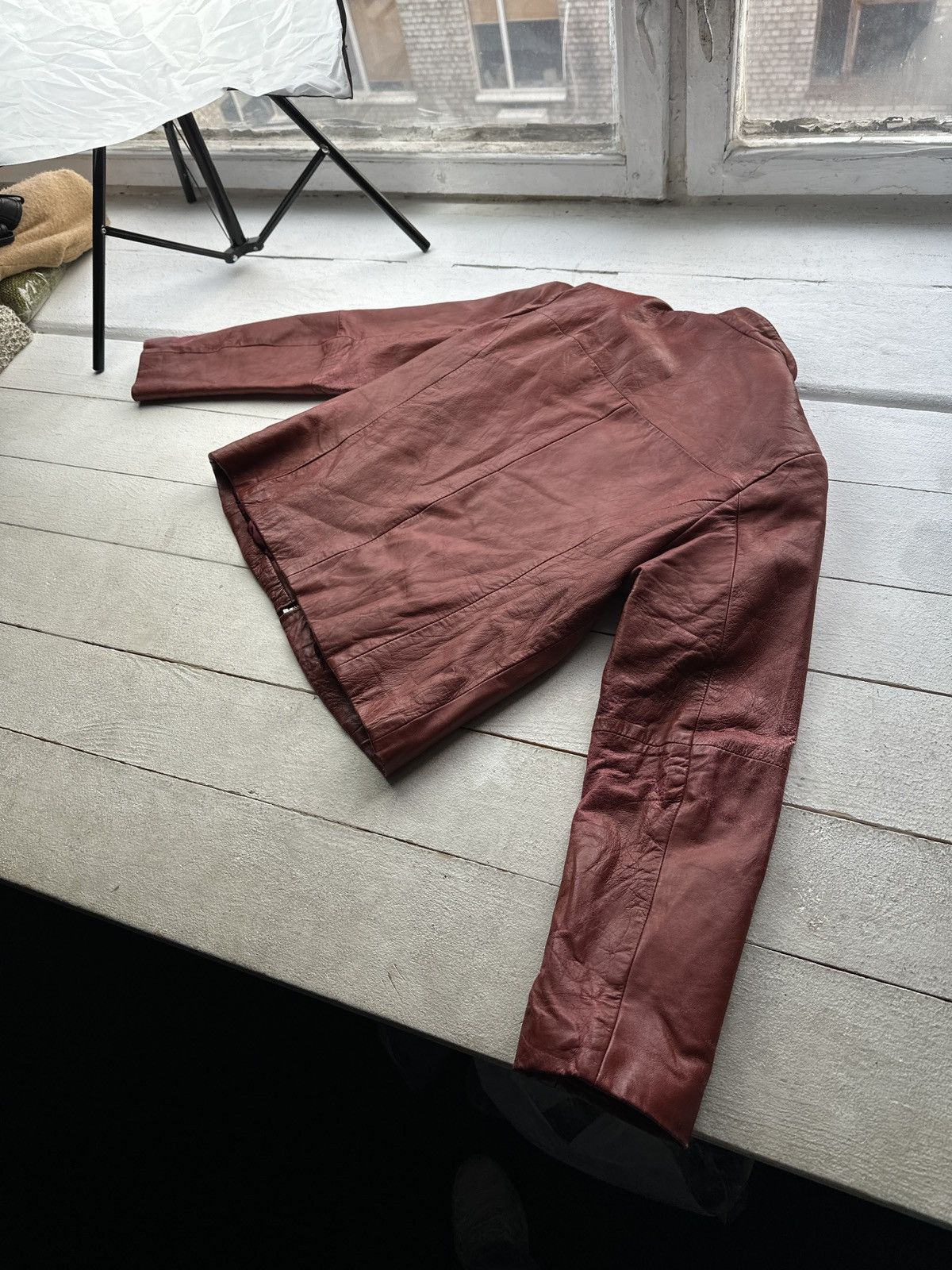 Other 🚨Y2K RICK OWENS TYPE DIRTY SLIM FIT ZIP LEATHER JACKET Size M / US 6-8 / IT 42-44 - 9 Thumbnail