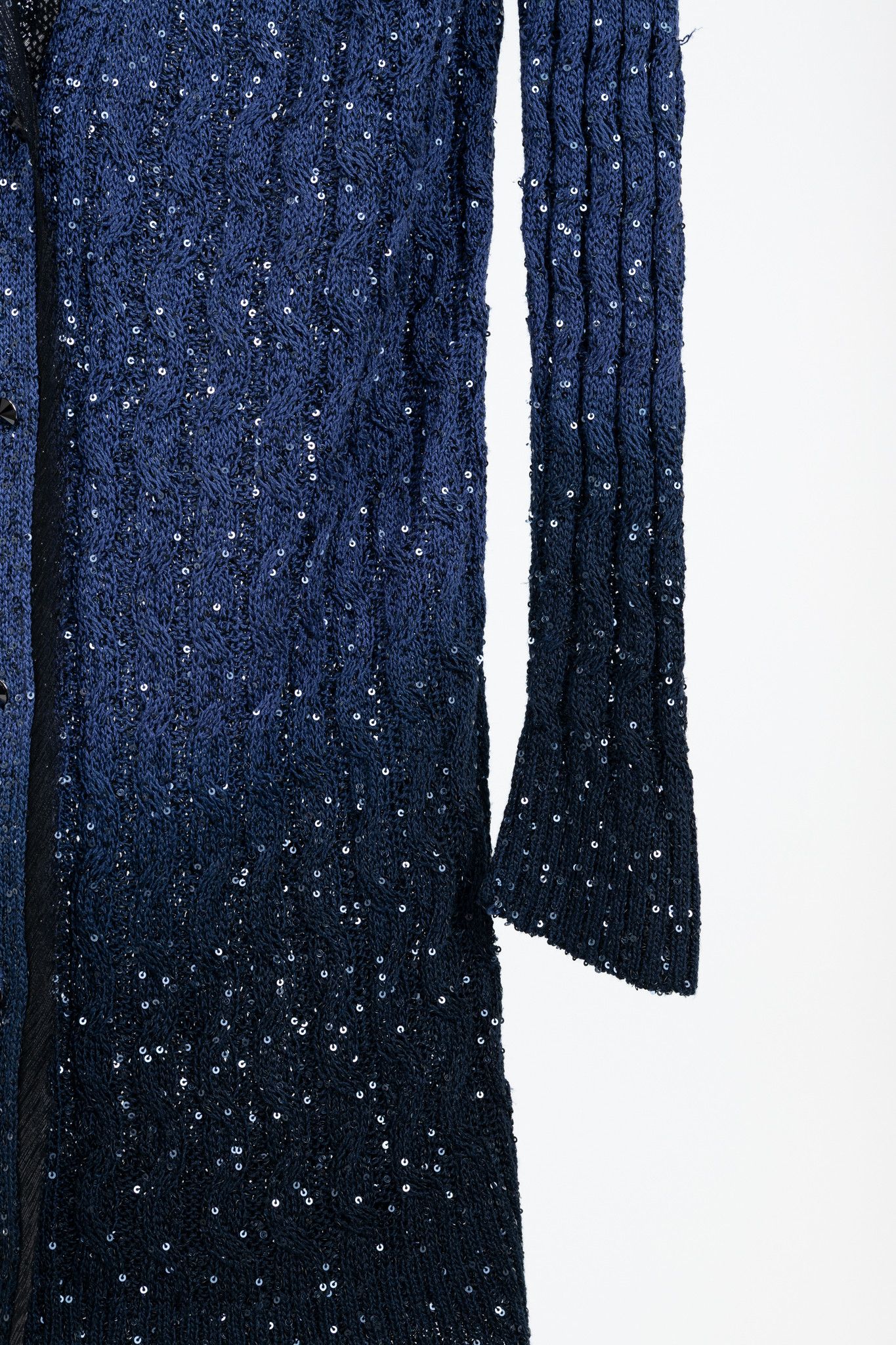 Oscar De La Renta Oscar de la Renta AW10 Silk-Blend Sequin Cable-Knit Cardigan Size L / US 10 / IT 46 - 6 Thumbnail