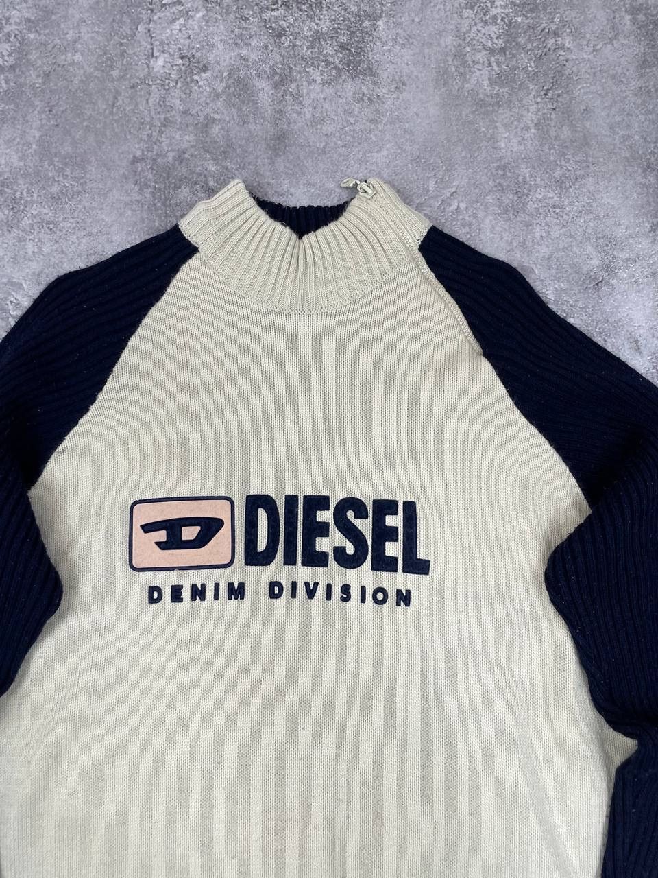 Diesel Diesel Men Vintage Knit Sweater Beige Navy Casual Size L Size US L / EU 52-54 / 3 - 2 Thumbnail