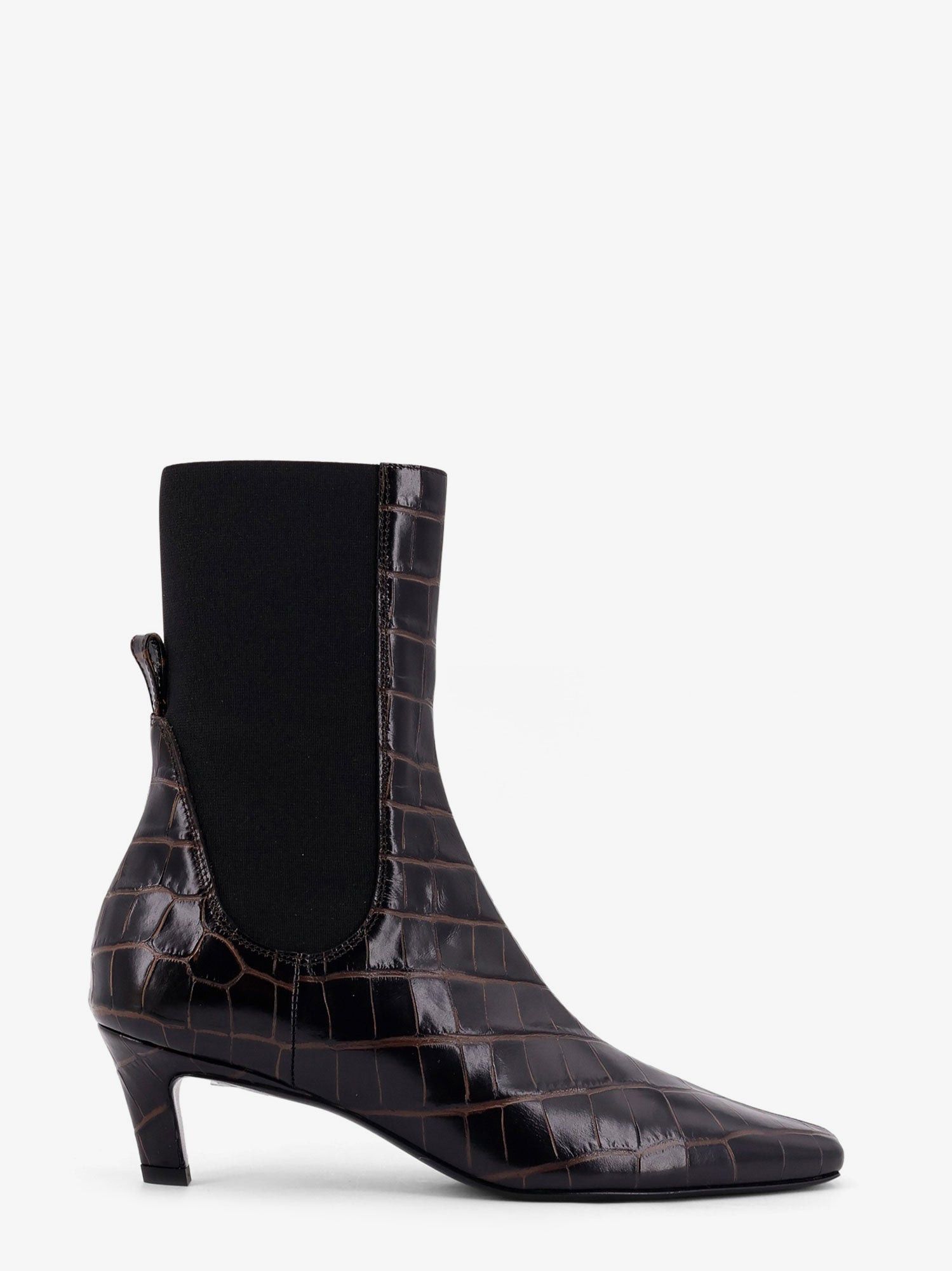 Toteme The Mid Heel Shoes Boot Leather Boots With Croco Effect, Women's (Size 8)