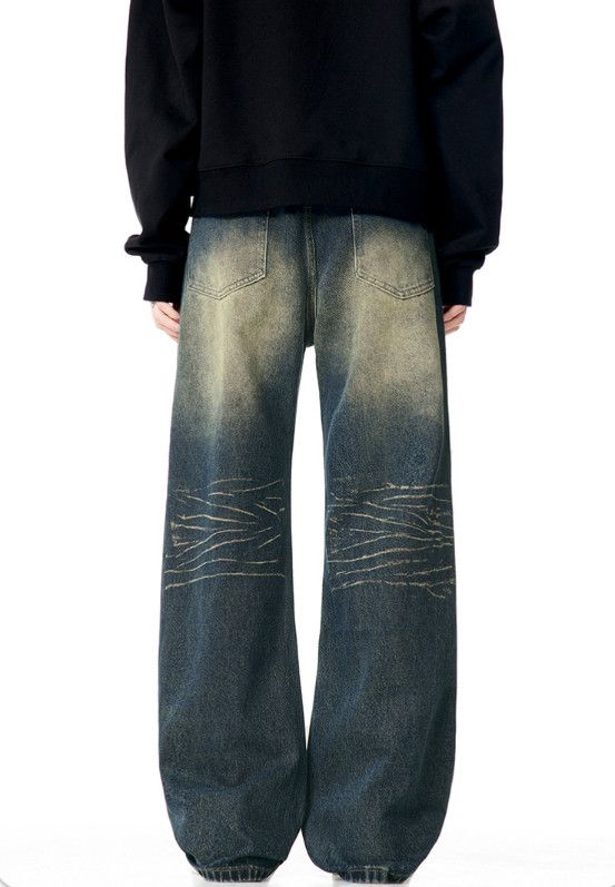 Vintage American washed men's vintage distressed loose casual jeans Size US 32 / EU 48 - 4 Thumbnail
