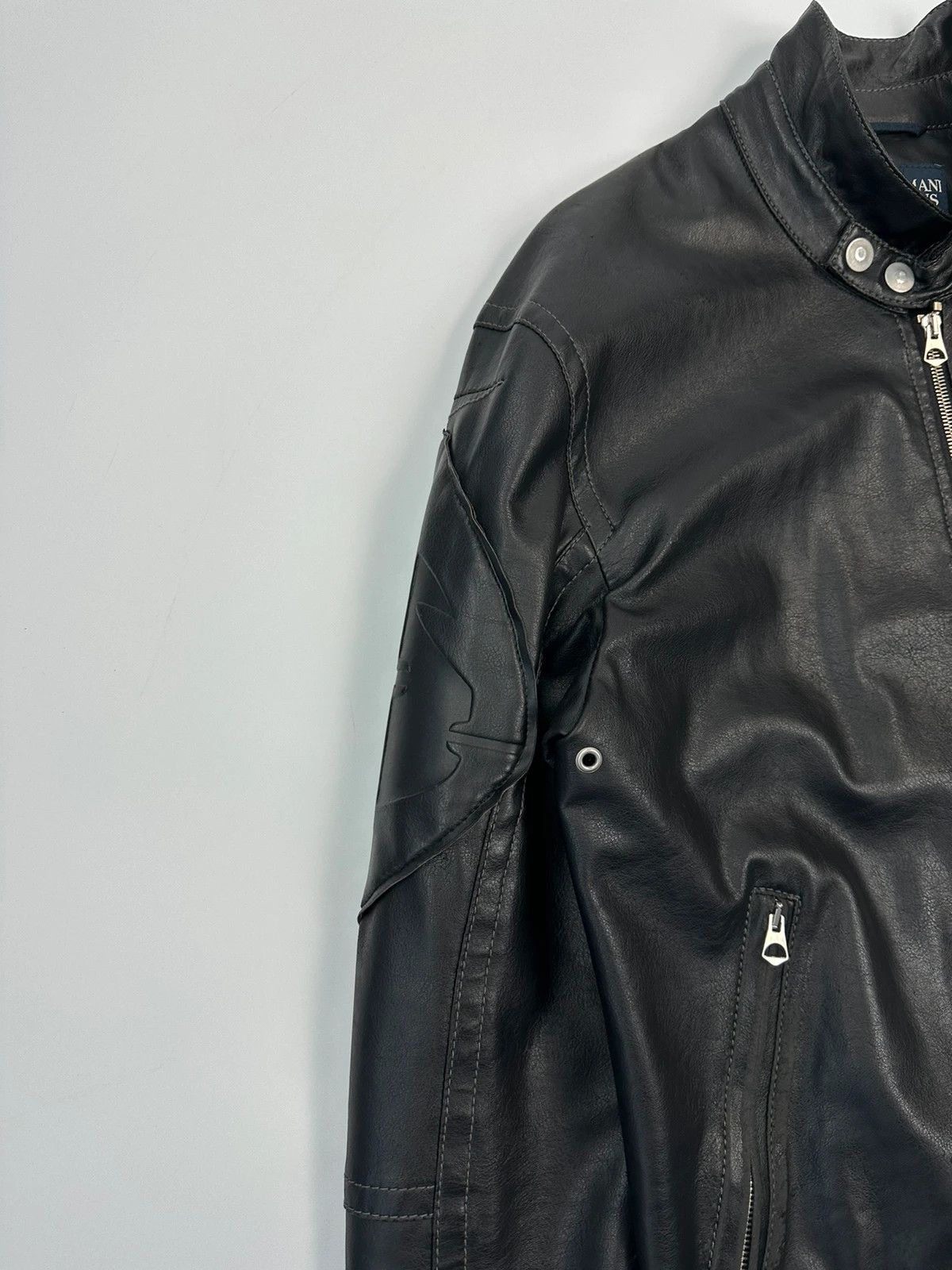 Armani Armani Jeans 00’s Black Faux Leather Jacket Size US M / EU 48-50 / 2 - 10 Thumbnail