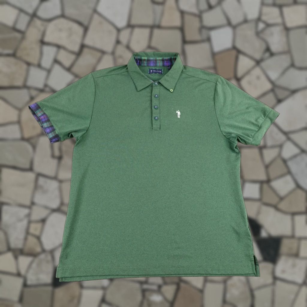 Vintage William Murray Polo Shirt Mens Large Green Plaid Trim Golf Performance Stretch Size US L / EU 52-54 / 3 - 1 Thumbnail