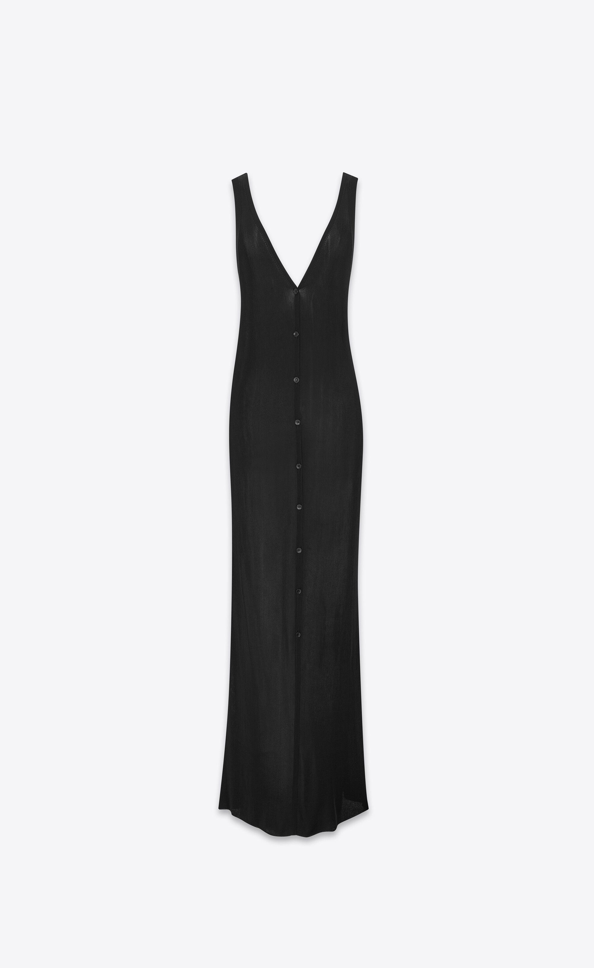 Saint Laurent Paris o1s1wg110125 739647 Long Dress in Knit in Black Size S / US 4 / IT 40 - 1 Thumbnail