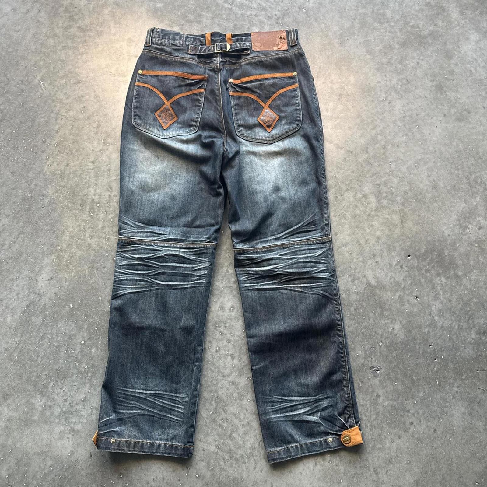 Eighty Eight Eight 732 Vintage 90's Cargo Denim Jeans & Multiple Pockets Size US 34 / EU 50 - 2 Thumbnail