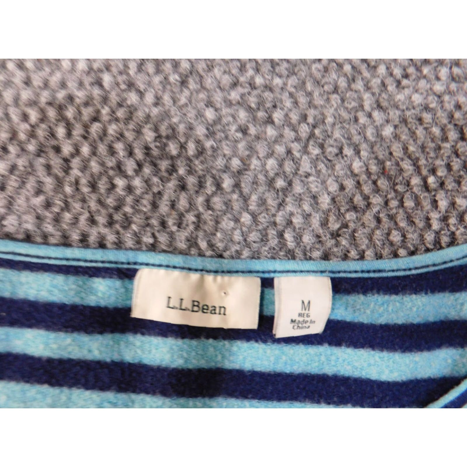 Vintage L.L. Bean Sweater Womens M Blue Striped Pullover Round Neck Outdoor Stretch Cable Knit Size M / US 6-8 / IT 42-44 - 5 Thumbnail