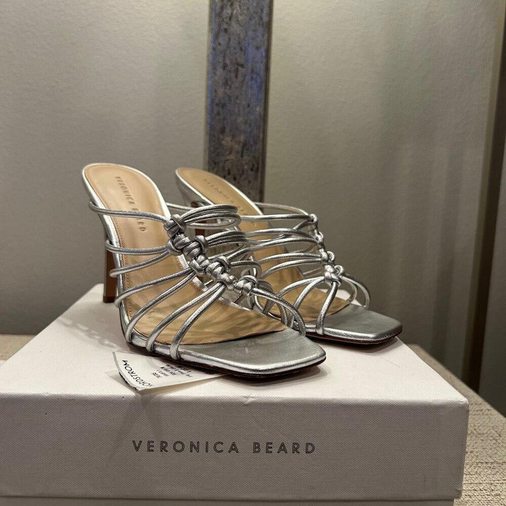 Designer Veronica Beard AVITA Strappy Mule in Silver Size US 9 / IT 39 - 2 Thumbnail