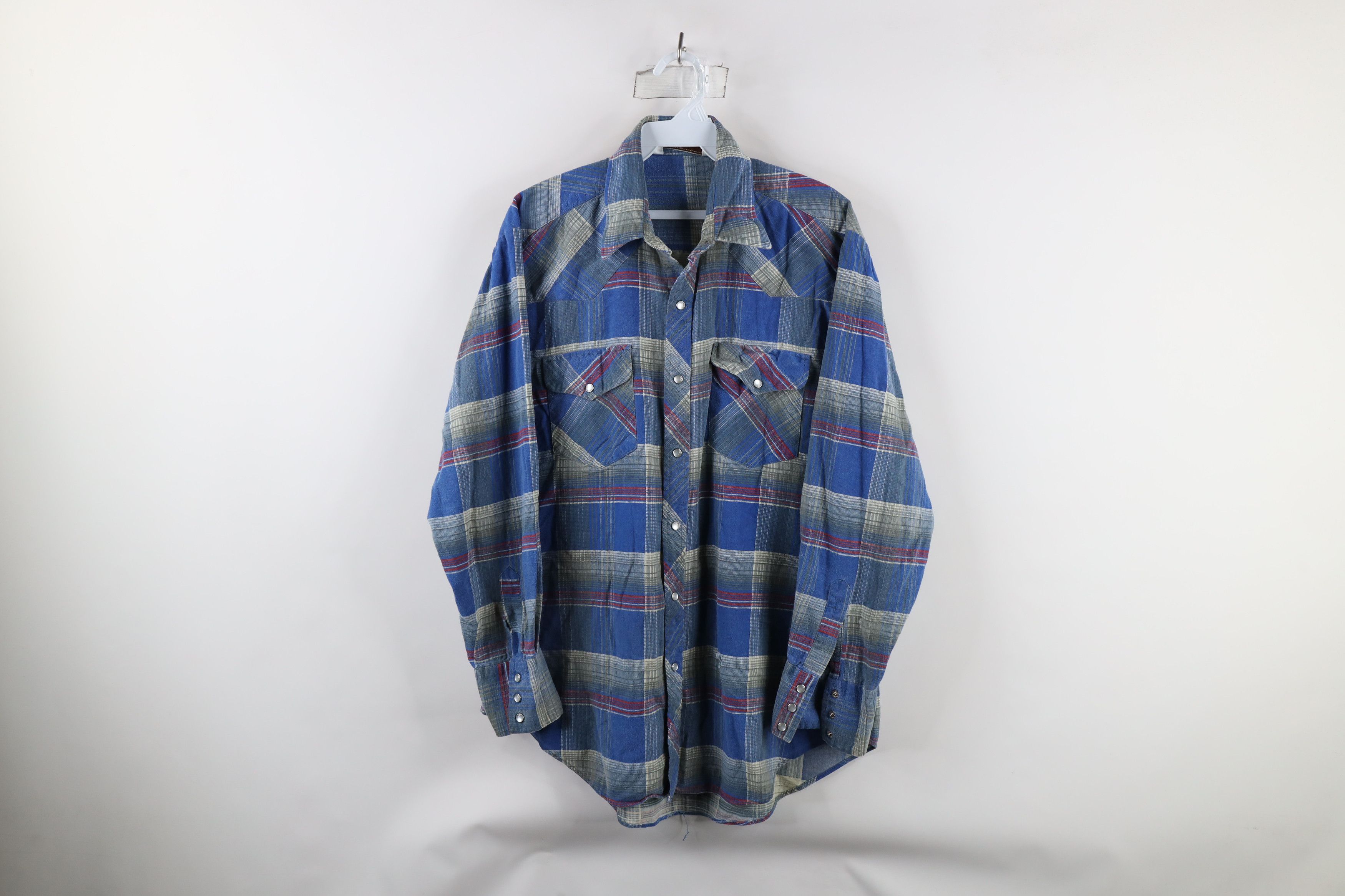 Vintage Vintage 70s Streetwear Western Flannel Snap Button Shirt Size US L / EU 52-54 / 3 - 1 Thumbnail