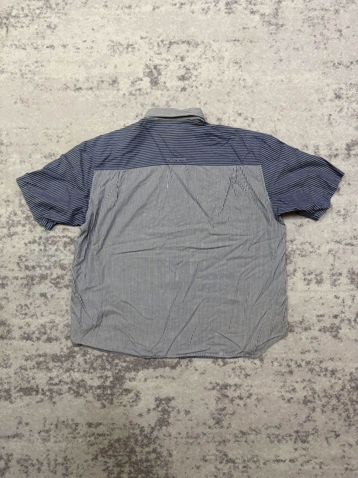 Japanese Brand Piasports Colorblock Blue Stripe Logo Chest Button Up Shirt Size US XL / EU 56 / 4 - 10 Thumbnail