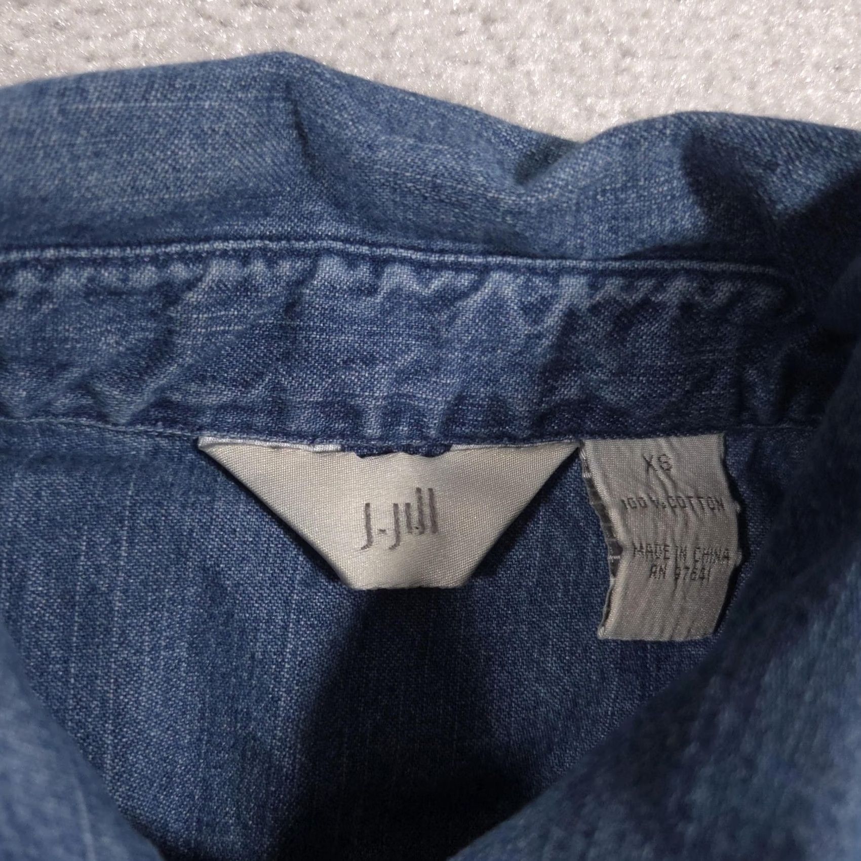 J. Jill J Jill Shirt Womens XS Blue Denim Pintuck Bib Button Front Long Sleeve Tunic Top Size XS / US 0-2 / IT 36-38 - 6 Thumbnail