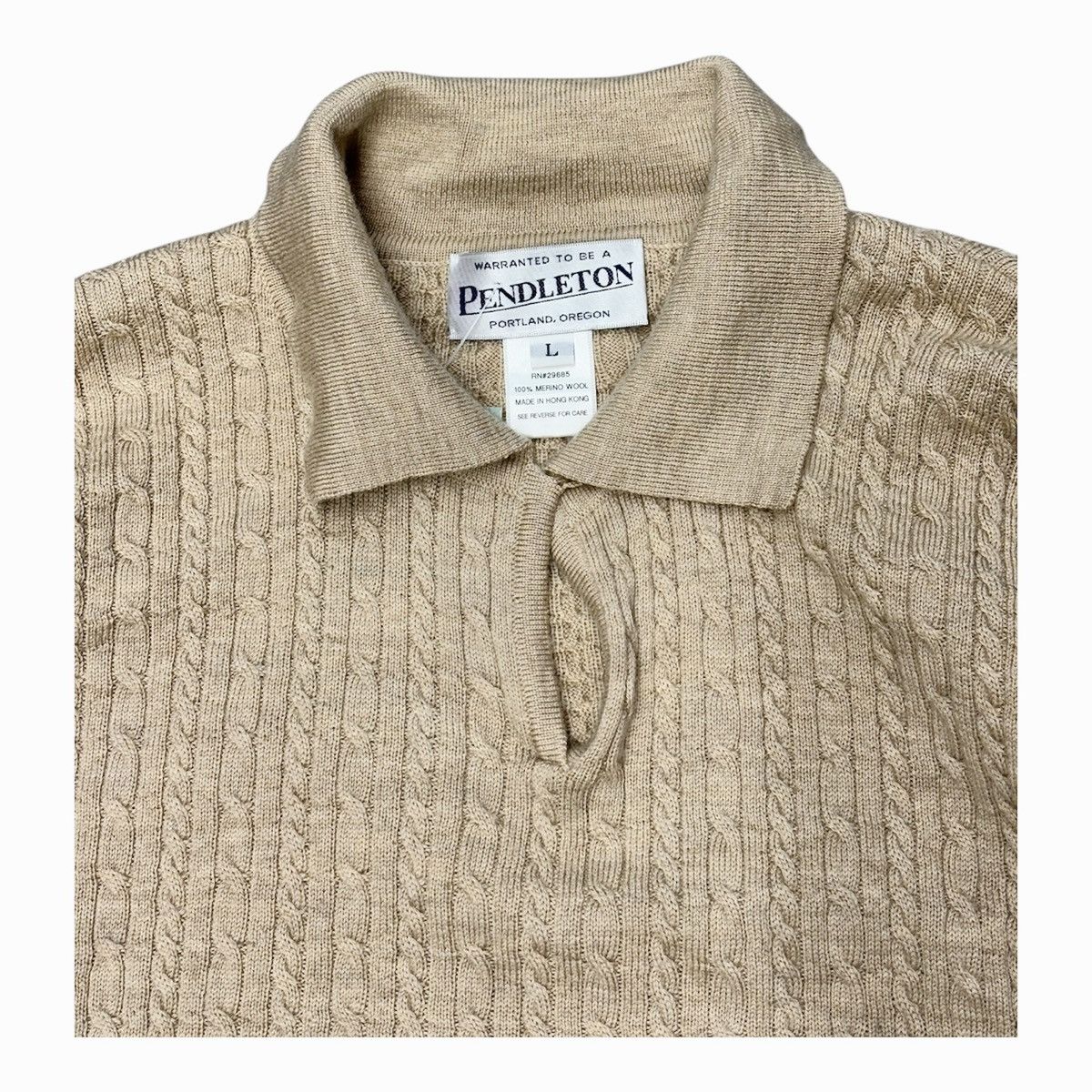 Vintage Vintage 90s Cream Cable Knit Polo Sweater Women Size L Size L / US 10 / IT 46 - 3 Thumbnail