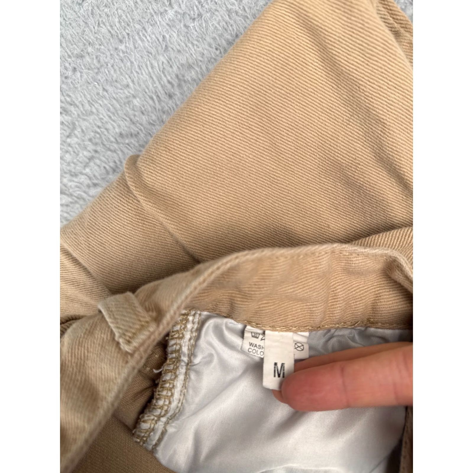 Vintage Women's Beige Denim Wide Leg Jeans Adult Medium 26 High Rise 26x27 Stretch Pockets 100% Cotton Size 26" / US 2 / IT 38 - 6 Thumbnail