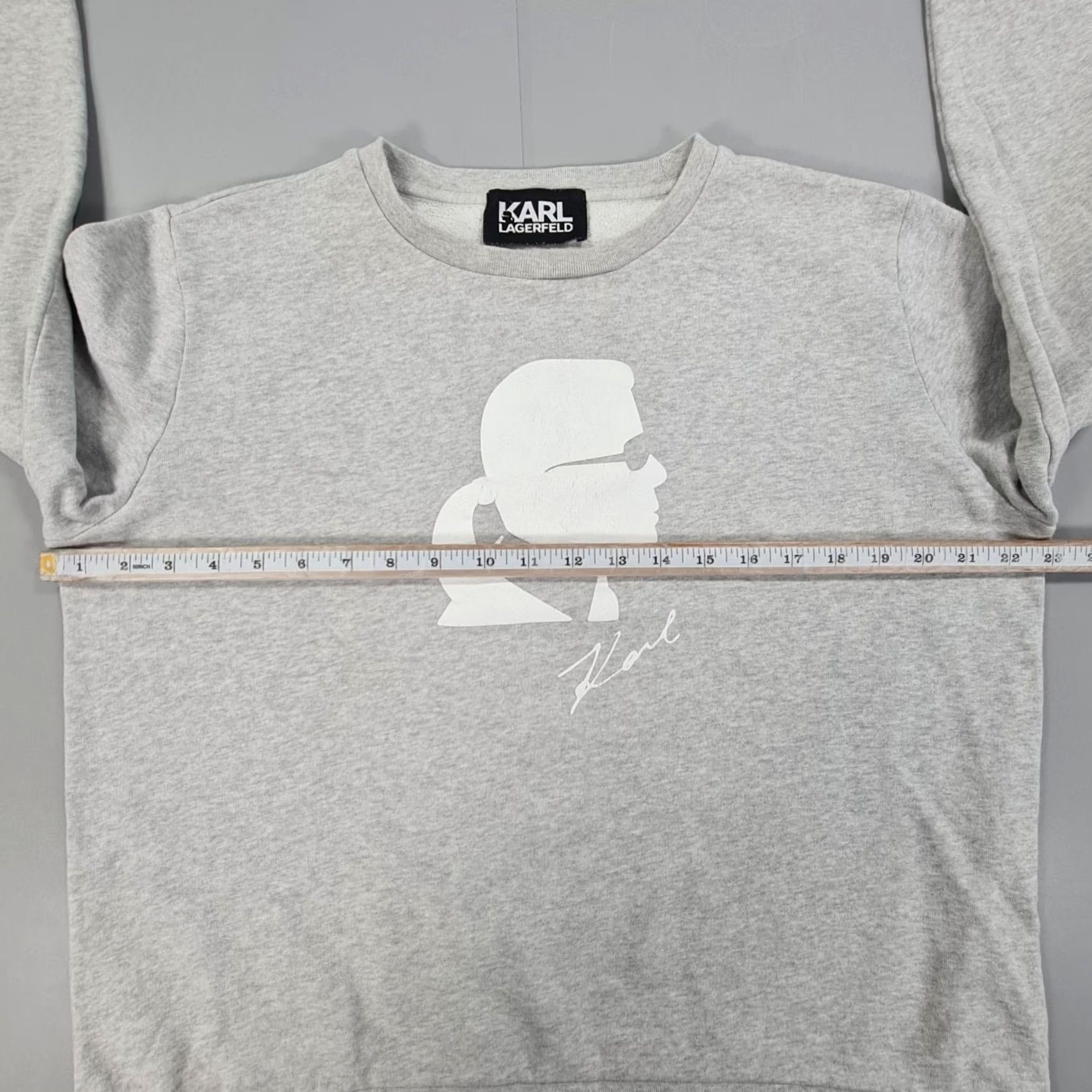 Karl Lagerfeld Karl Lagerfeld Sweatshirt Womens Grey Medium Cotton Fleece Logo Pullover Crew Neck Long Sleeve Regular Size M / US 6-8 / IT 42-44 - 5 Thumbnail