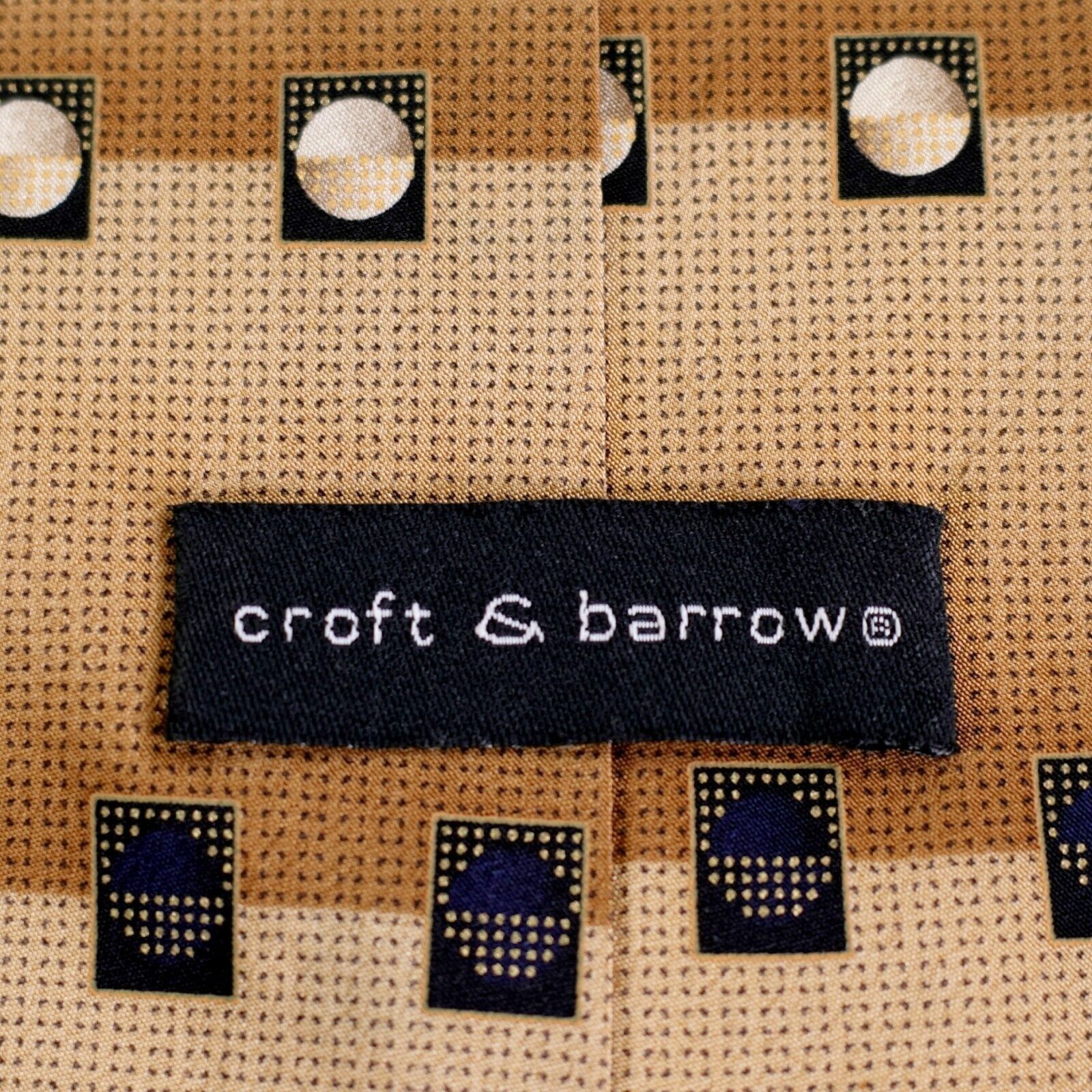 Croft & Barrow Croft & Barrow Golden Tan Abstract Print Wide Silk Tie Size ONE SIZE - 3 Thumbnail