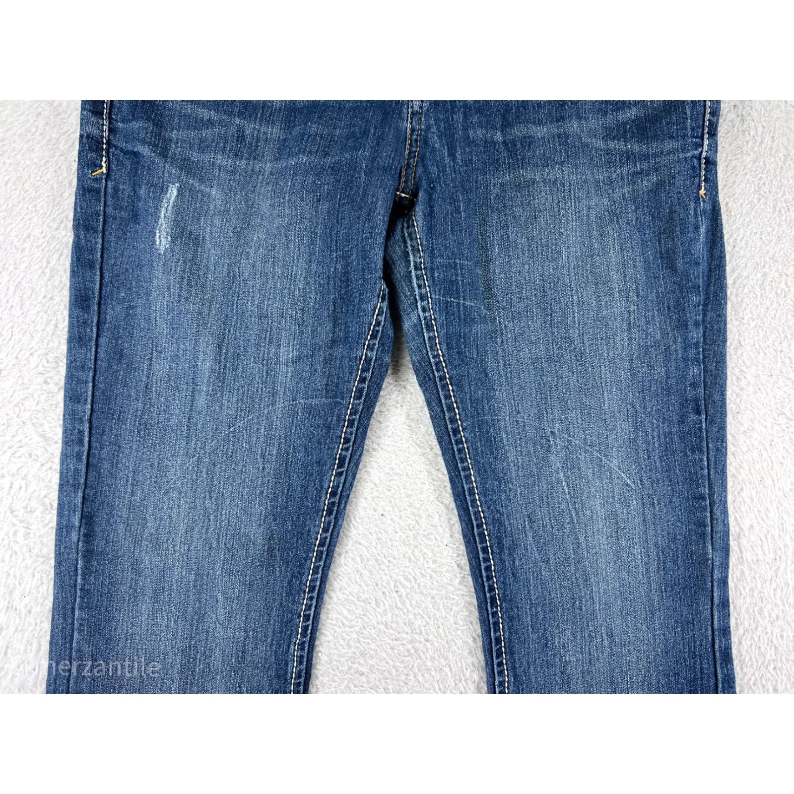 Denime SUPPLIES Women's Bootcut Jeans Size 8 Blue Distressed Embroidered Denim Stretch Regular Fit Size 30" / US 8 / IT 44 - 6 Thumbnail